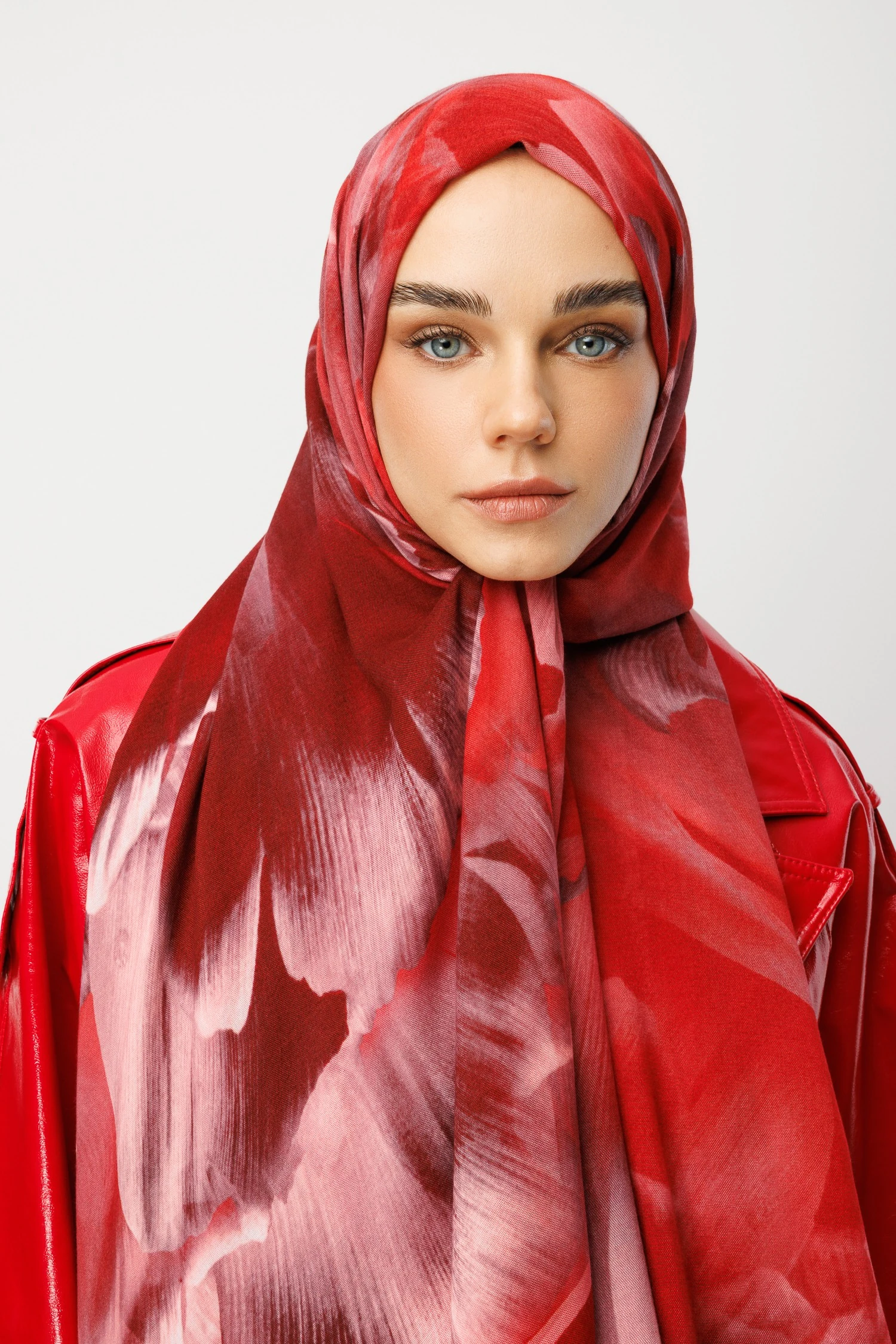 Fleur Desen Rami Şal - Burgundy