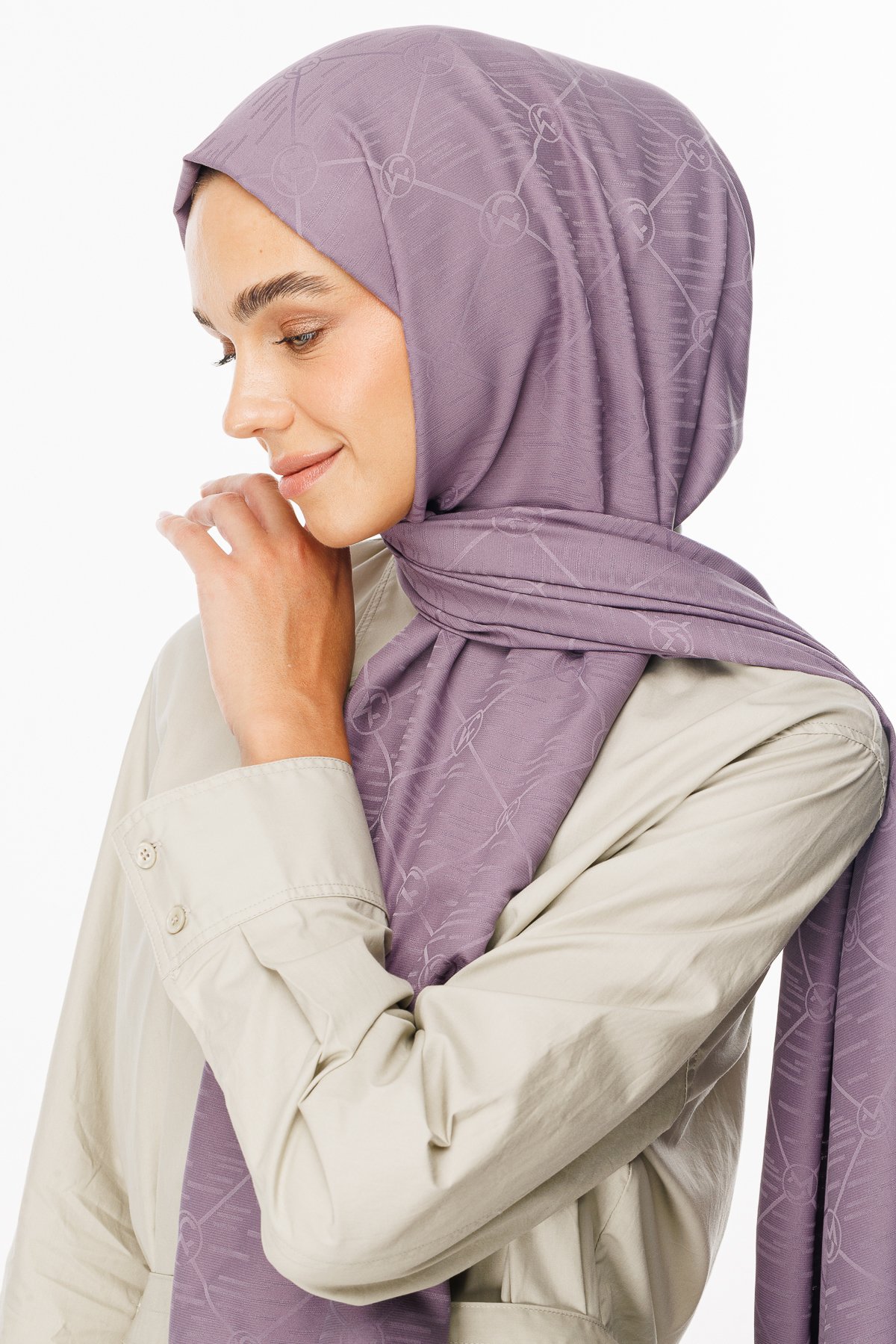 Moon Is Pattern Jacquard Shawl - Lavender
