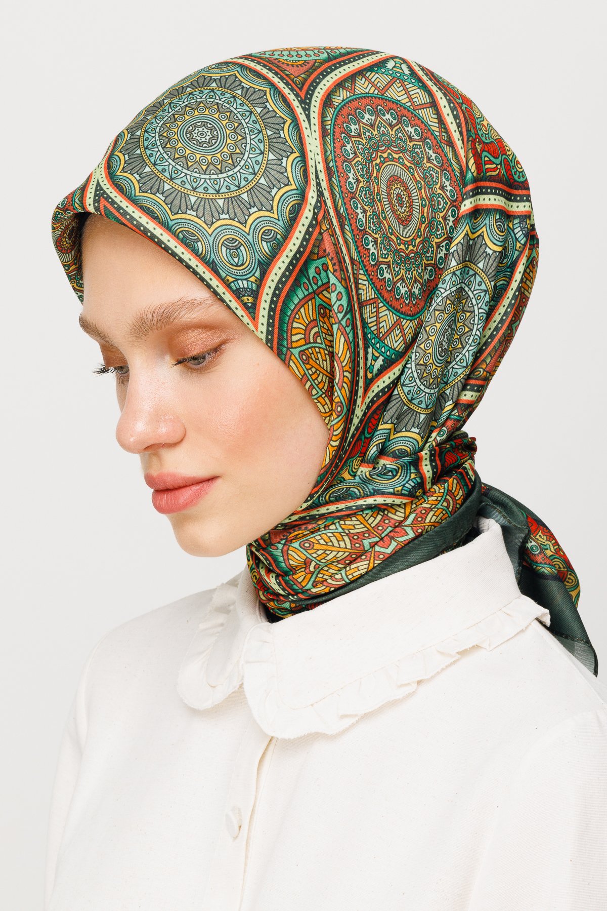 Ethnic Pattern Digital Soft Scarf - Khaki