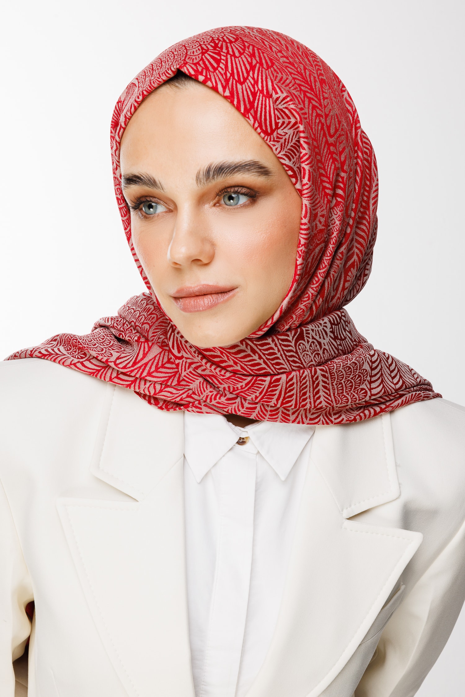 Mayra Desen Çift Taraflı Şal - Bordo-Mint Yeşili