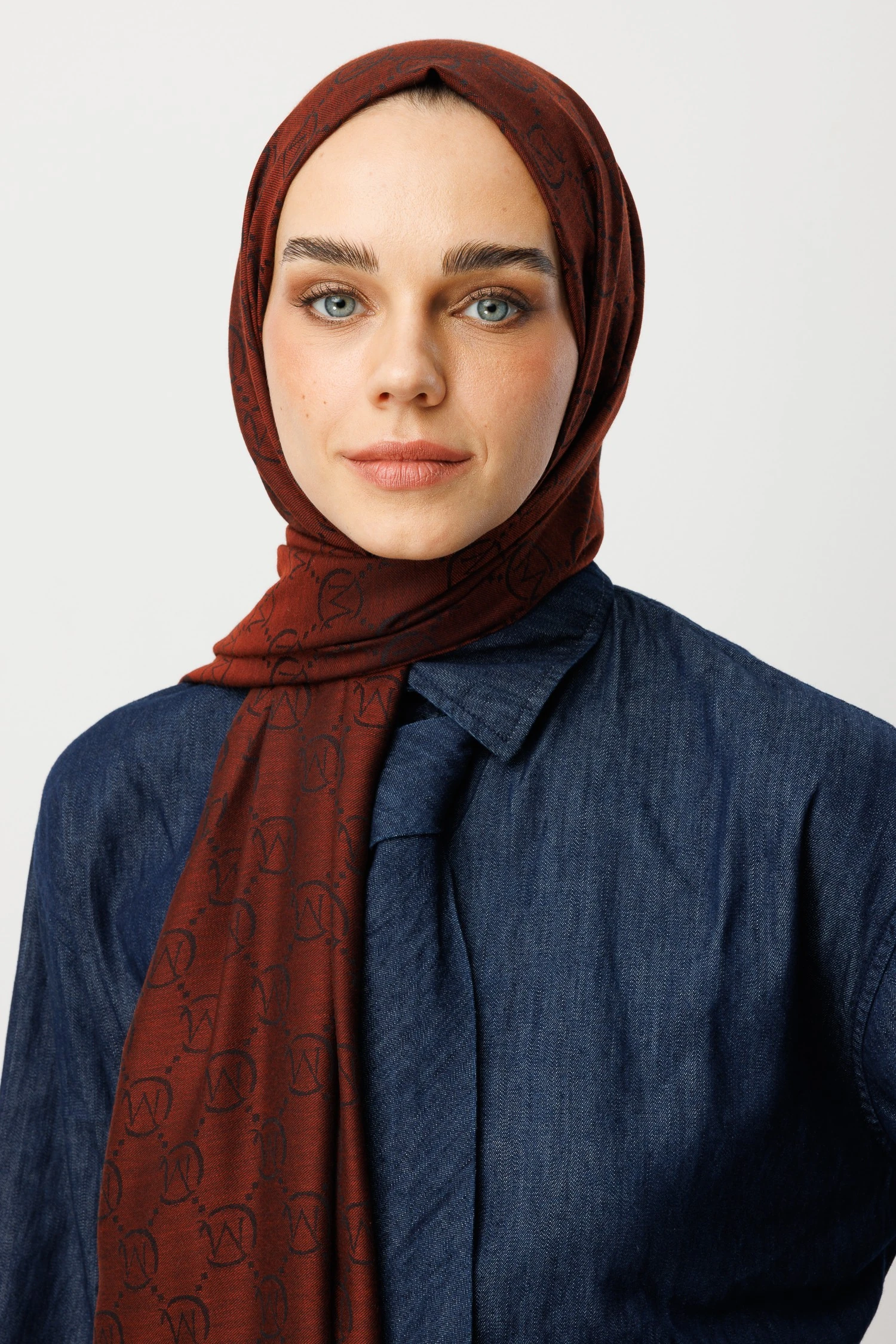 Wool Silk Shawl - Red Coffee