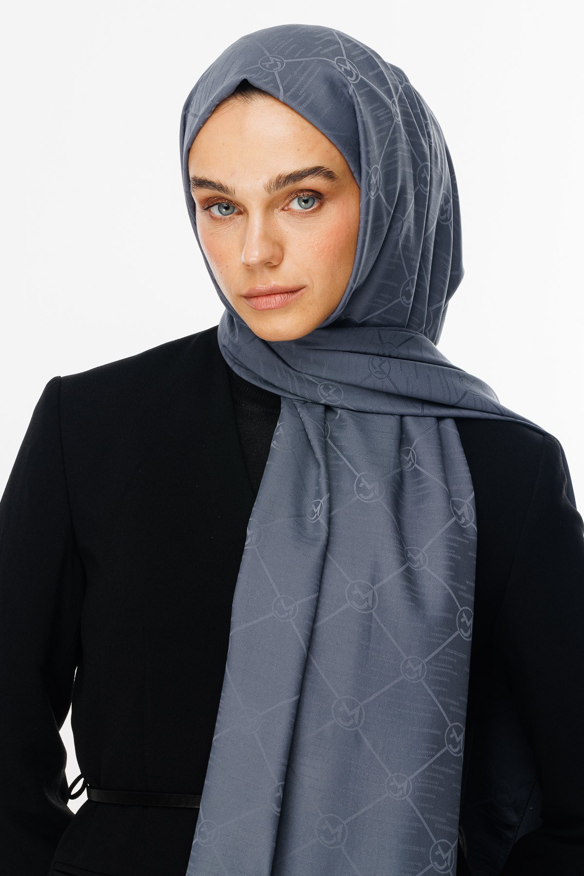 Moon Is Pattern Jacquard Shawl - Smoked