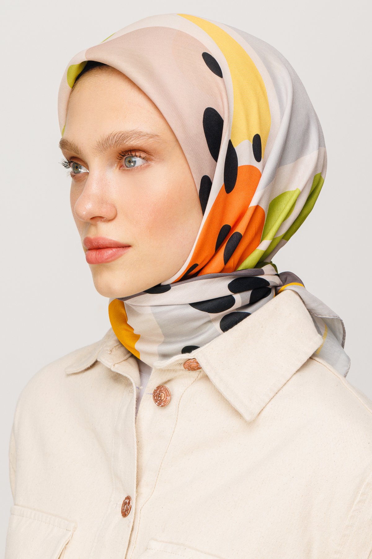 Bloom Pattern Digital Soft Scarf - Grey