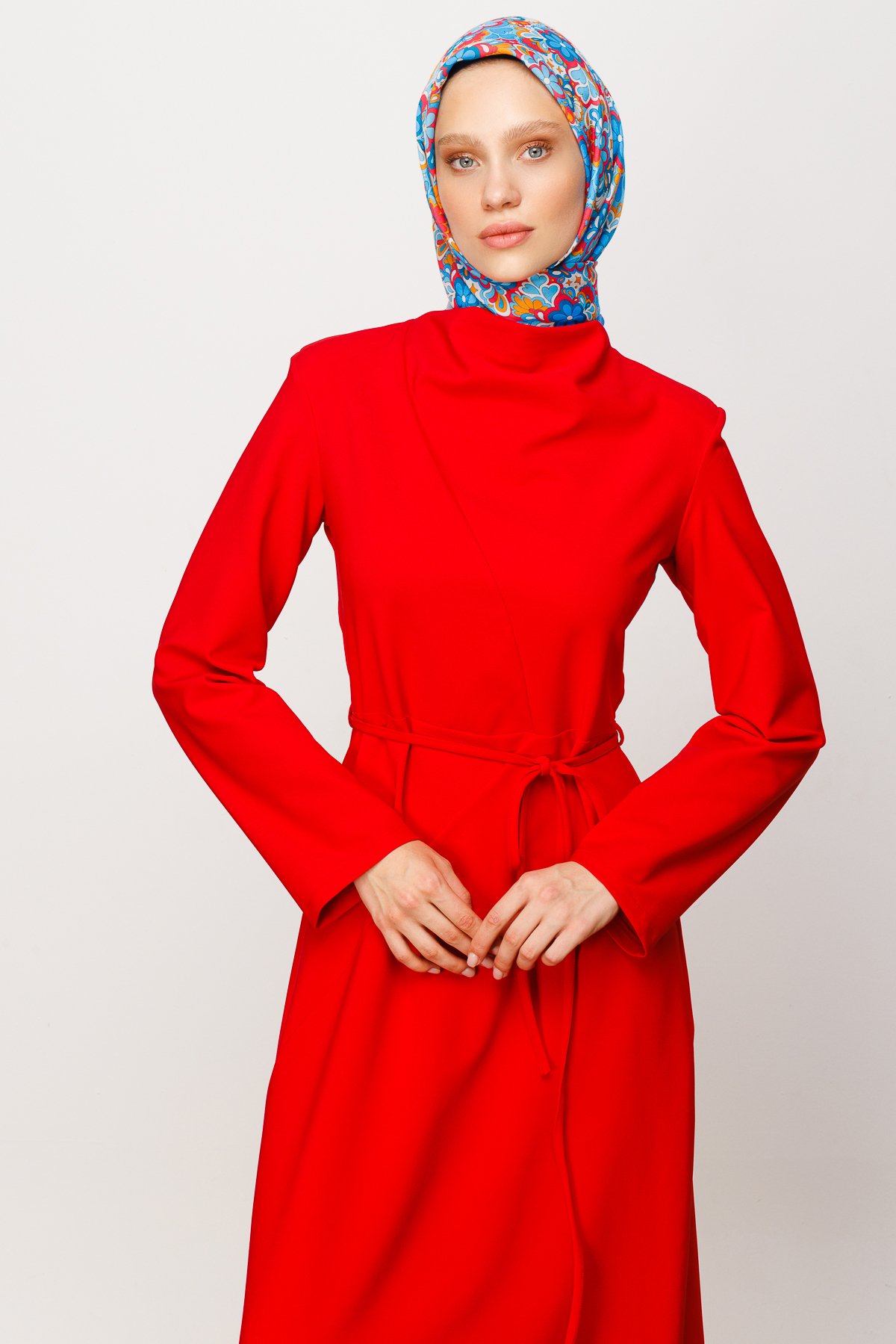 Daisy Pattern Digital Soft Scarf - İndigo