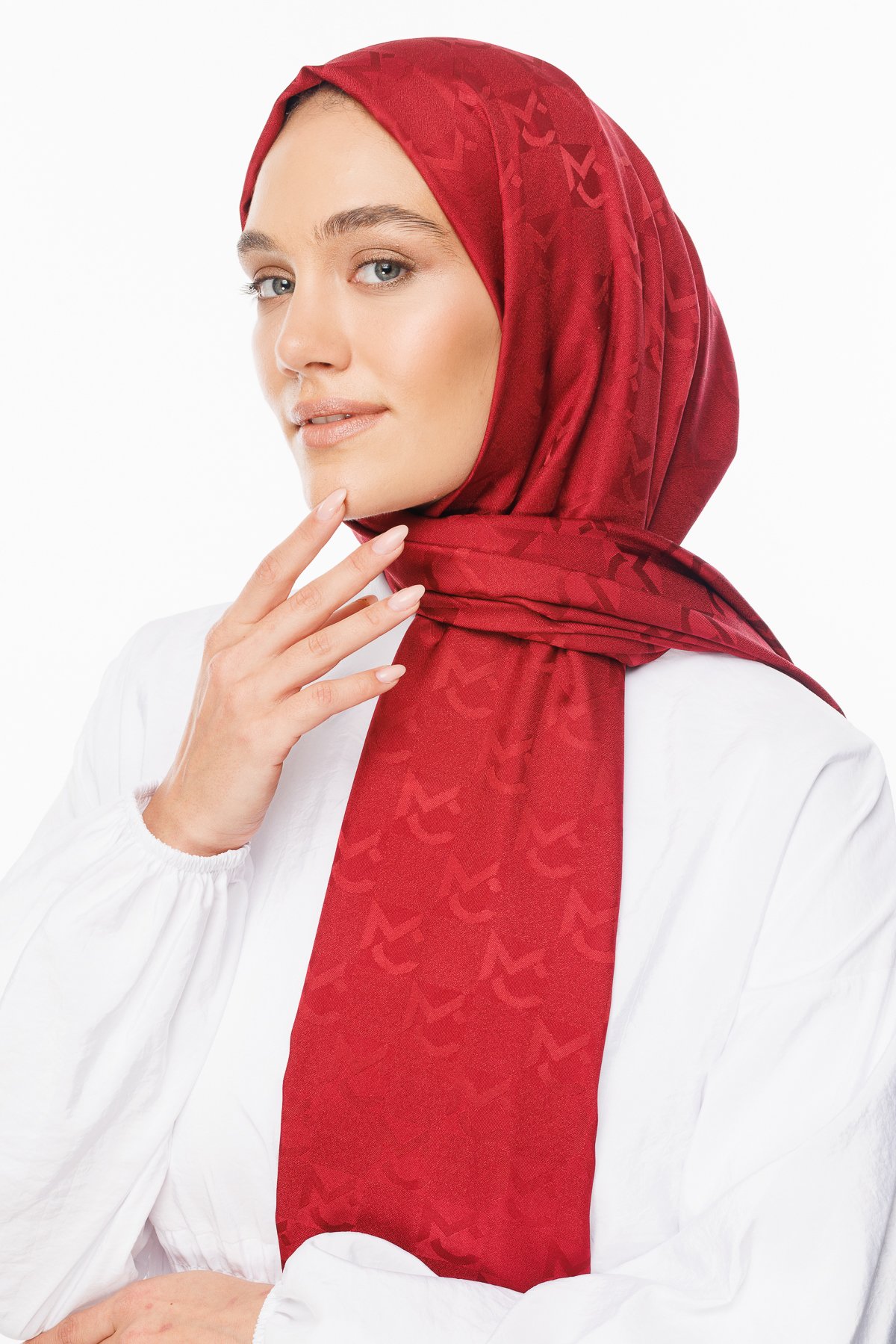 MC Pattern Jacquard Shawl - Cherry