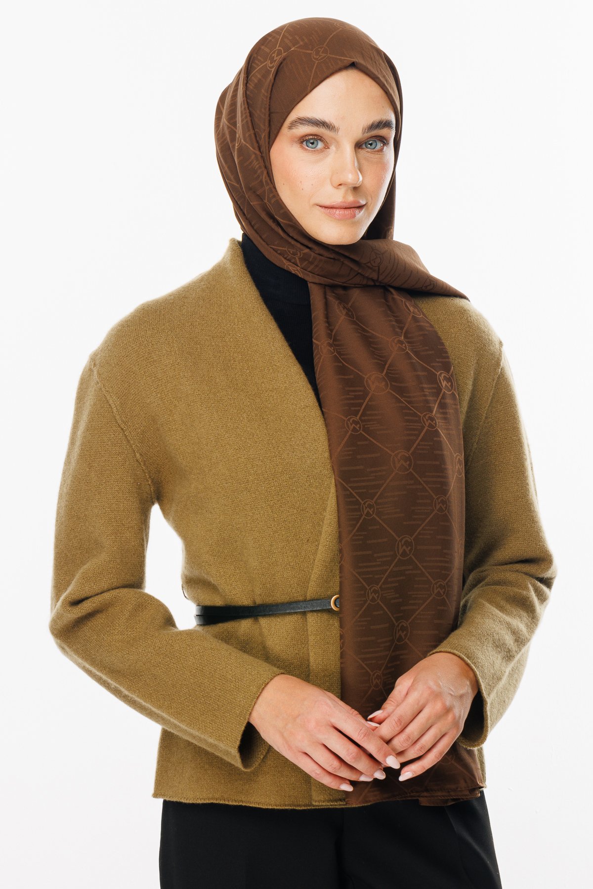 Moon Is Pattern Jacquard Shawl - Bitter