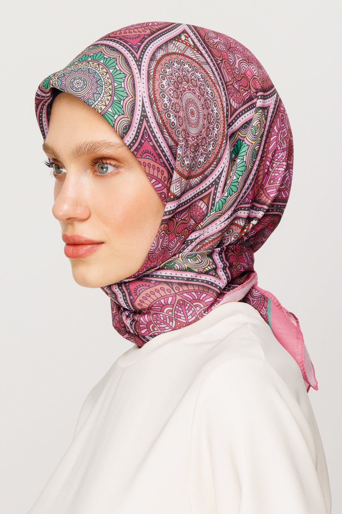 Ethnic Pattern Digital Soft Scarf - Dried Rose