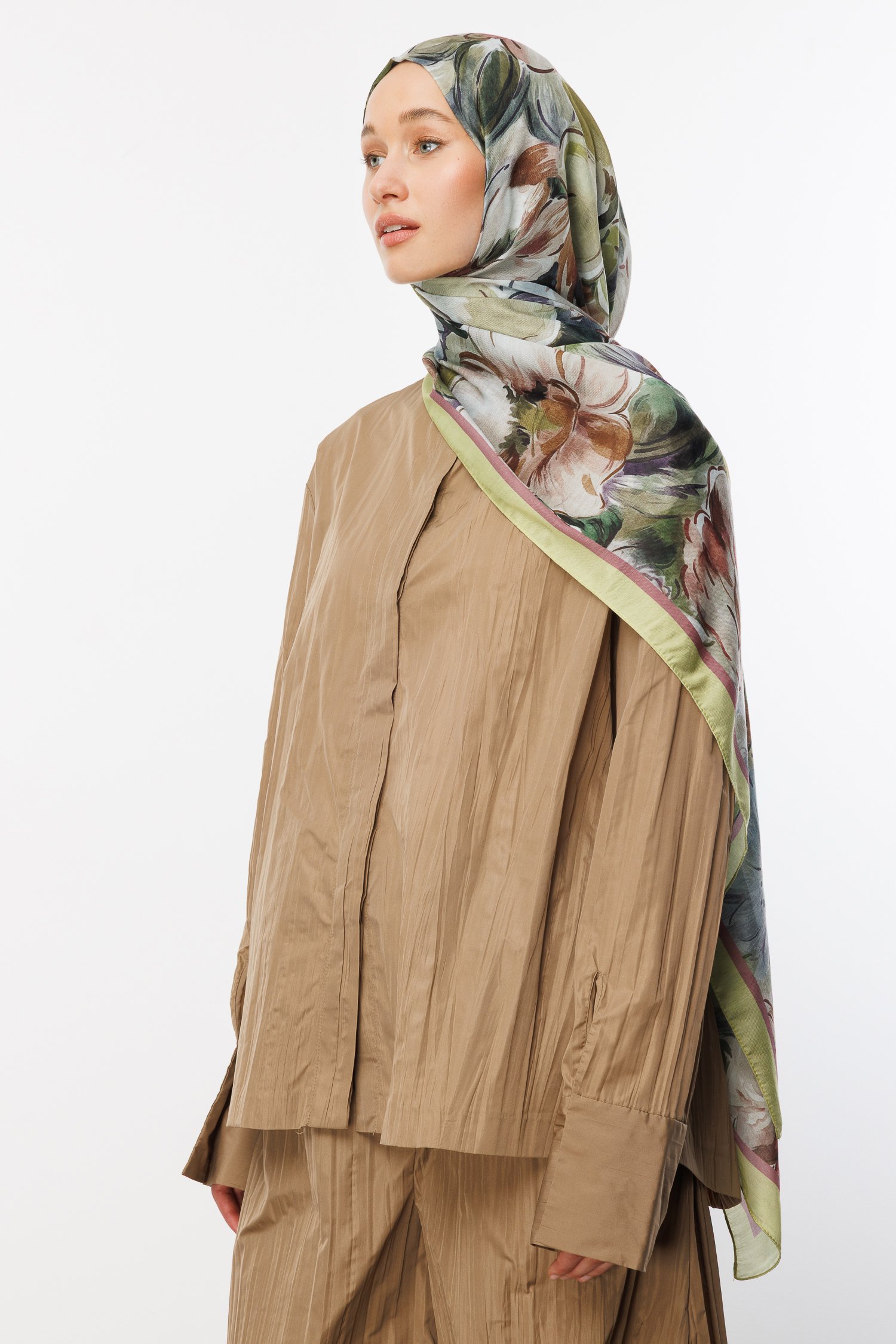 Patterned Cotton Shawl - Green