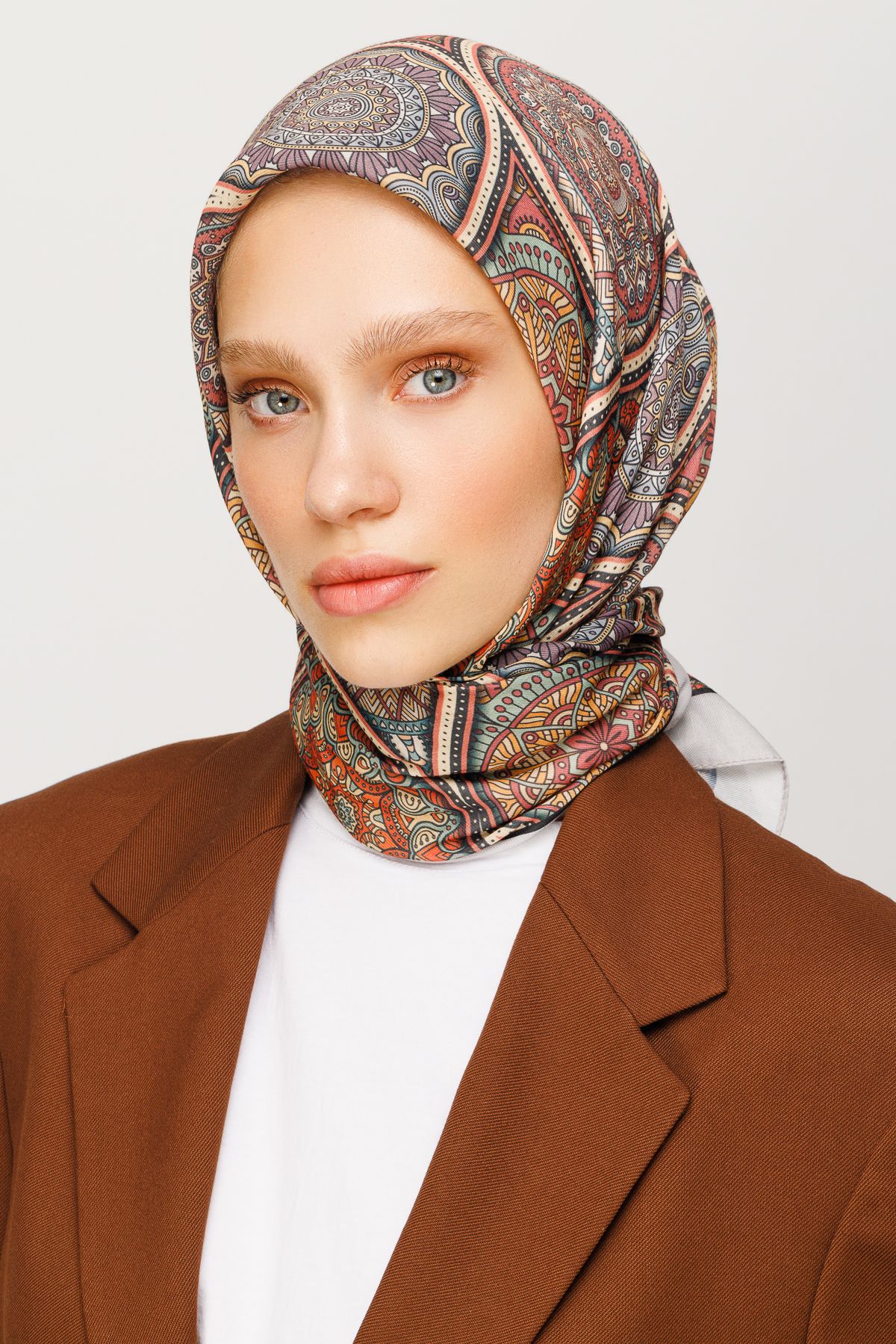 Ethnic Pattern Digital Soft Scarf - Brown