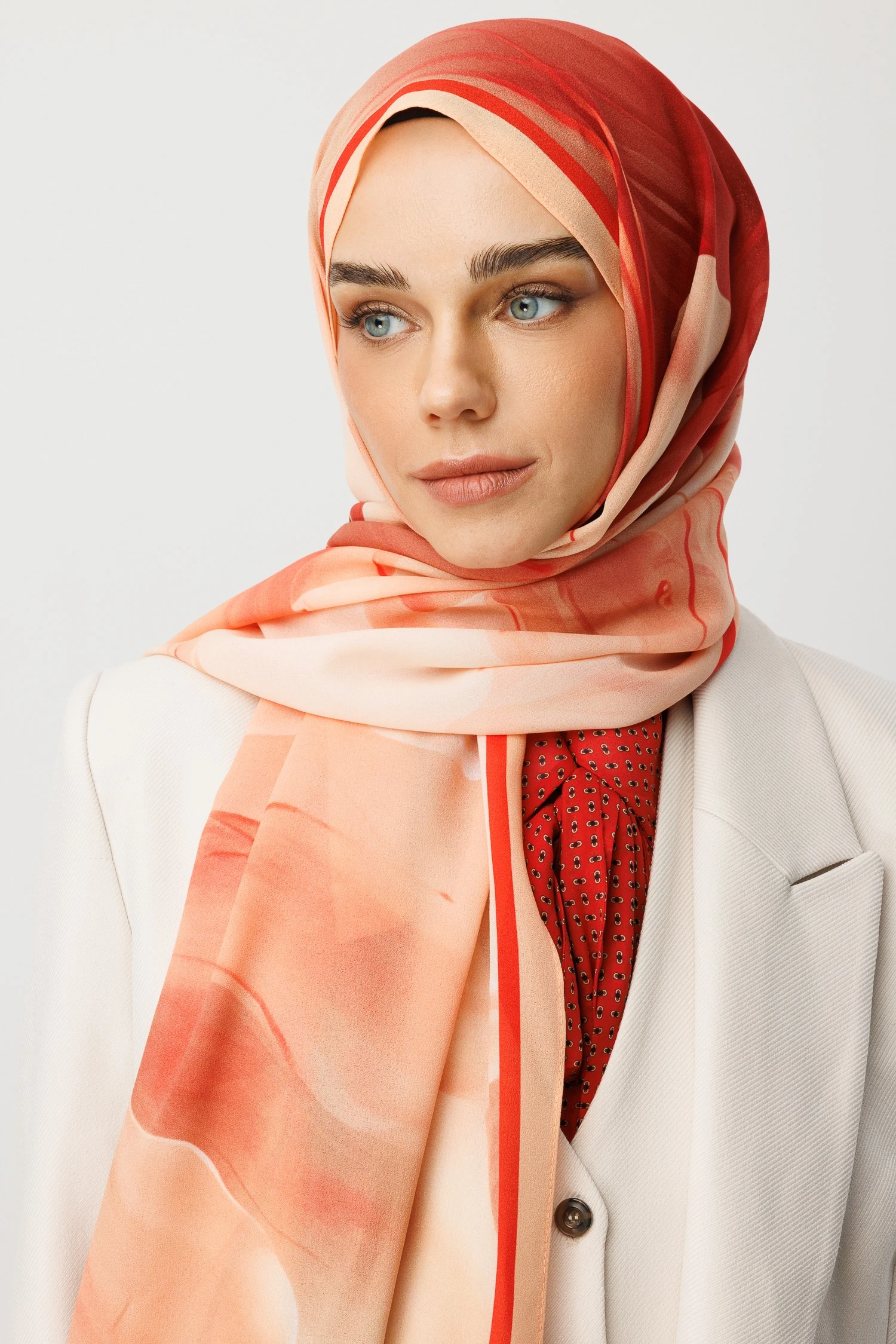 Pure Desen Hebei İpek Şal - Somon