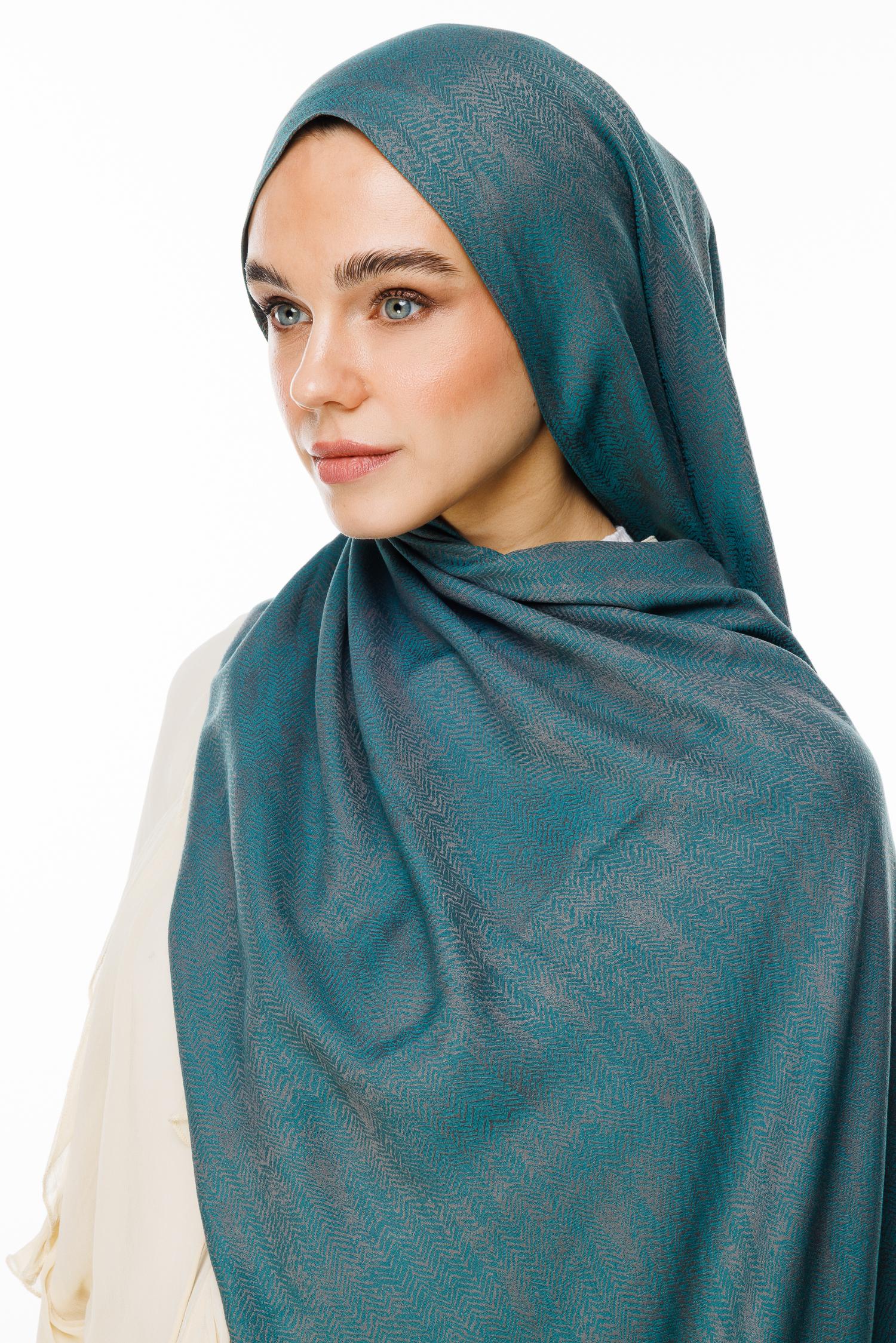 Marrakech Double Sided Shawl - Dark Gray-Emerald