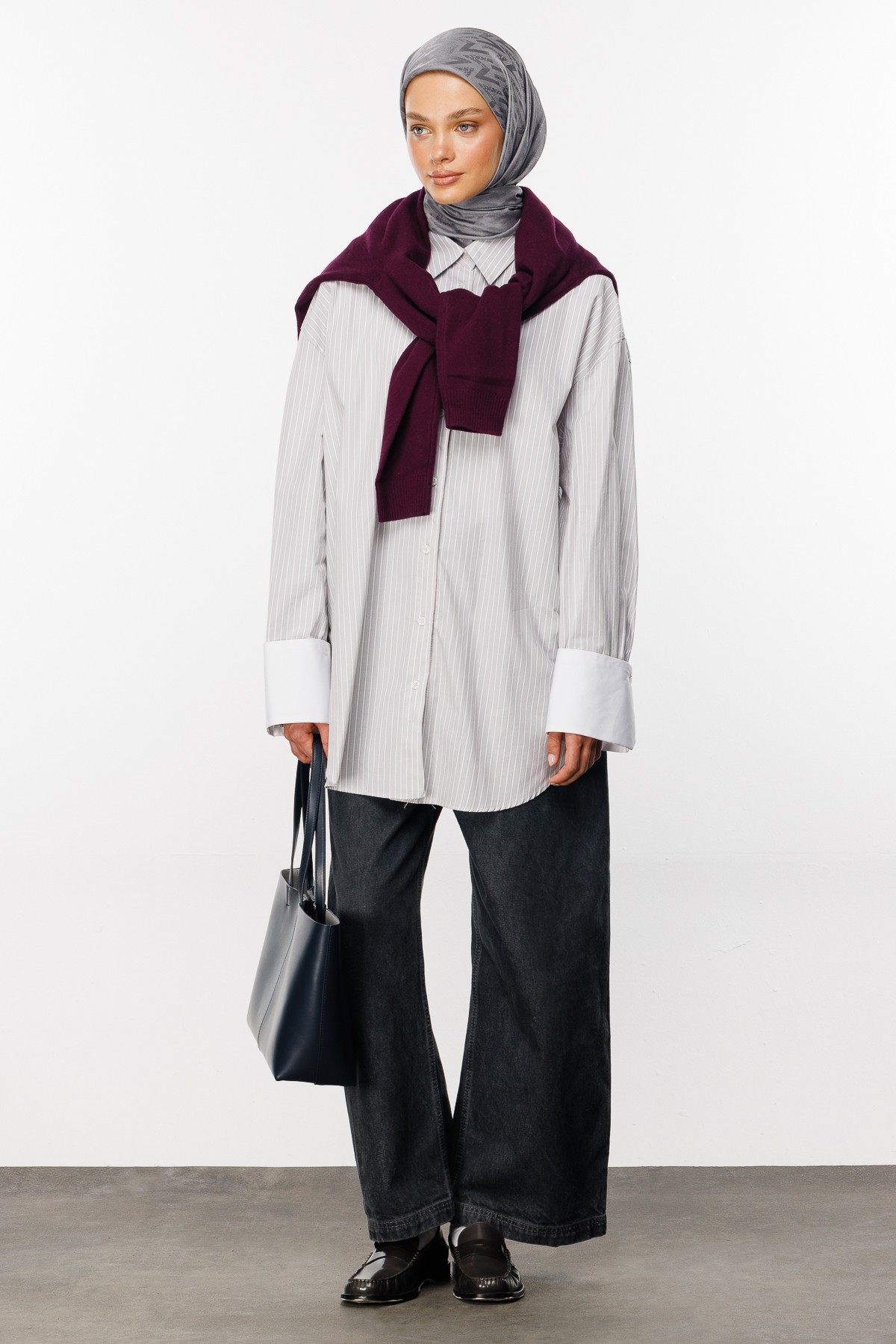 Nova Pattern Luxury Jacquard Scarf - Grey
