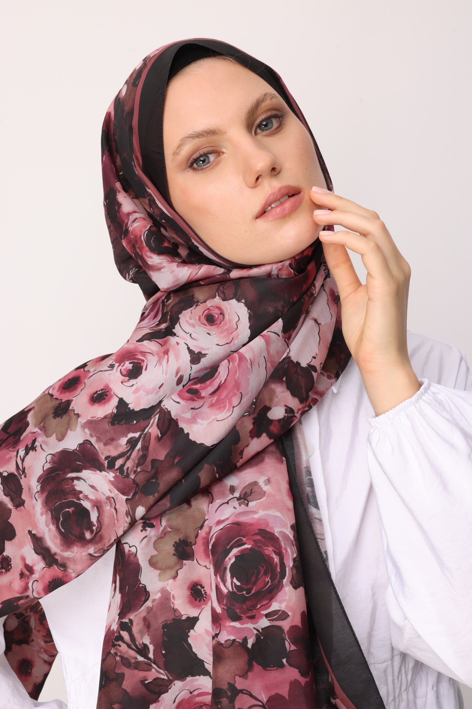 Vensel Desen Pamuk Şal - Rose