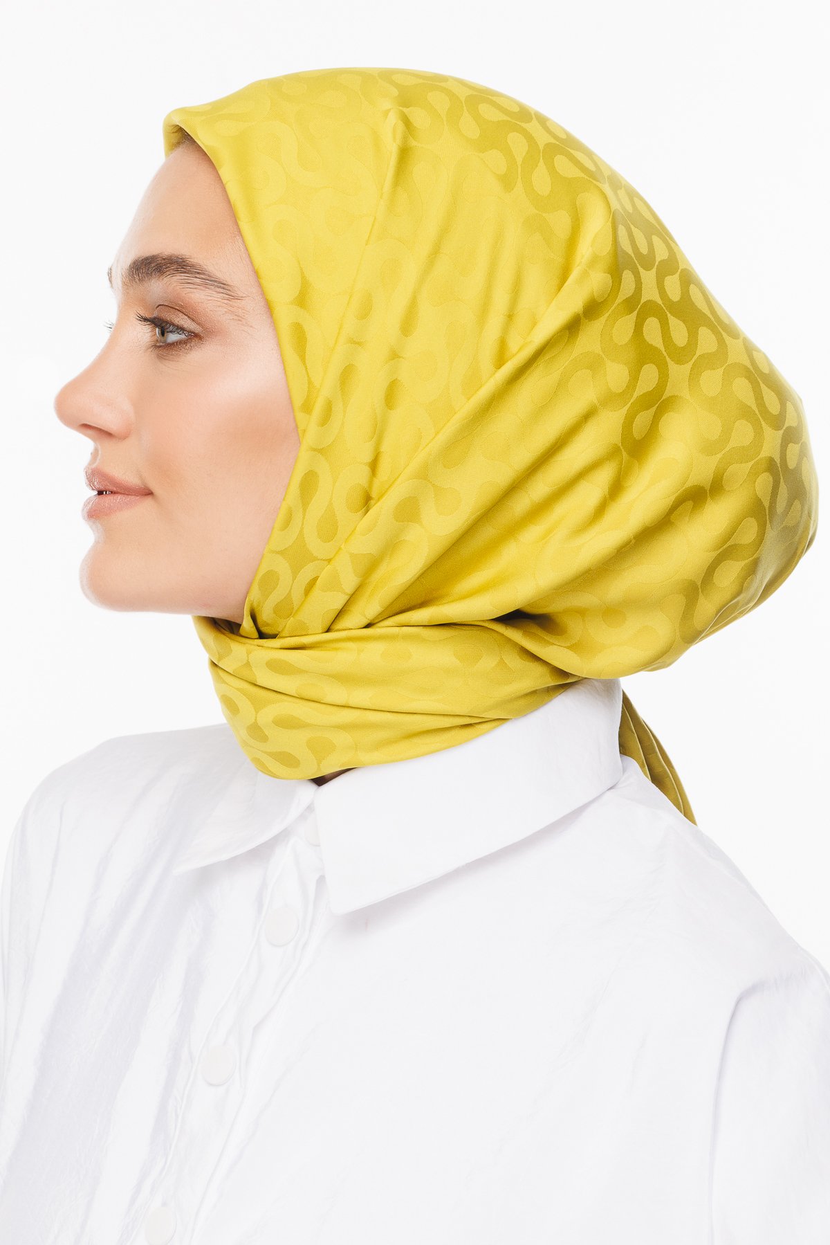 Moon Pattern Silky Jacquard Scarf - Olive Green