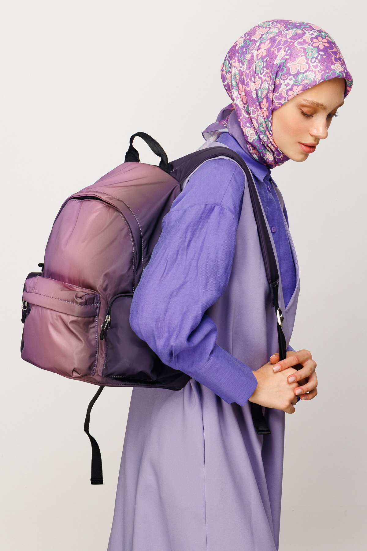 Daisy Pattern Digital Soft Scarf - Lilac