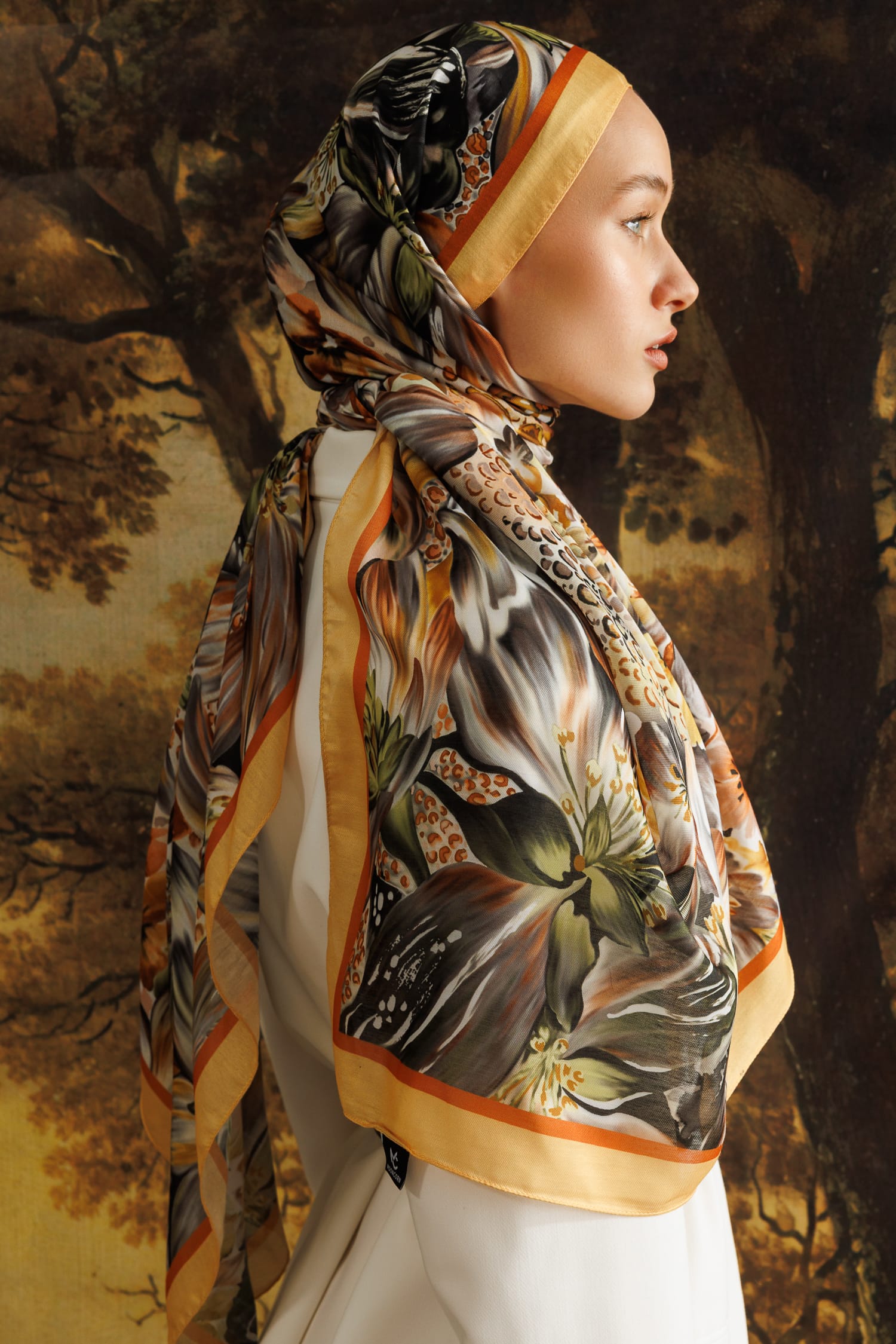 Larin Patterned Cotton Shawl - Apricot