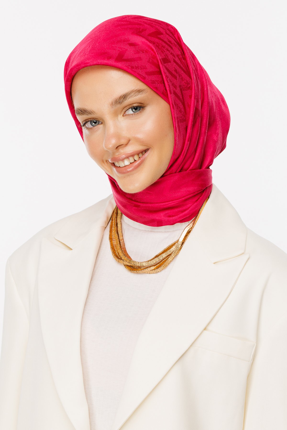 Nova Pattern Luxury Jacquard Scarf - Fuchsia