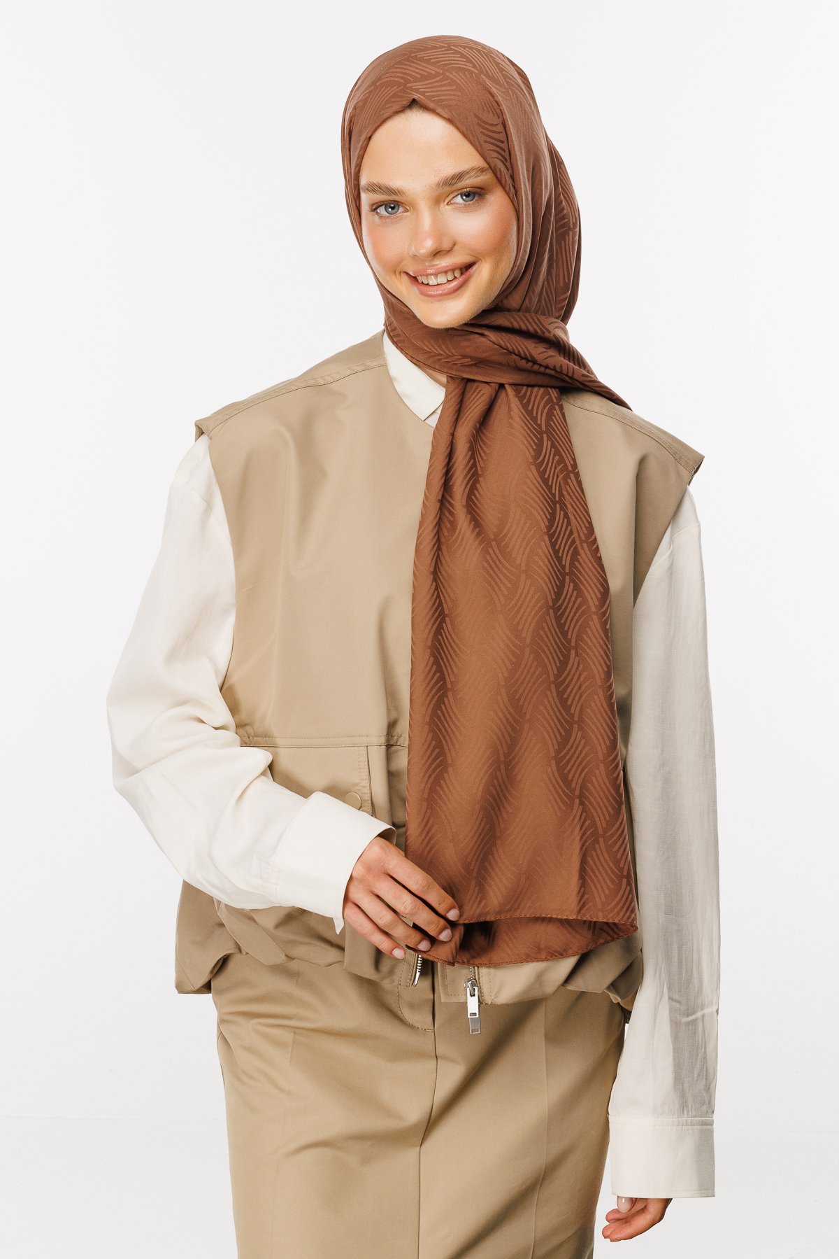 Aura Pattern Silk Jacquard Shawl - Waterside