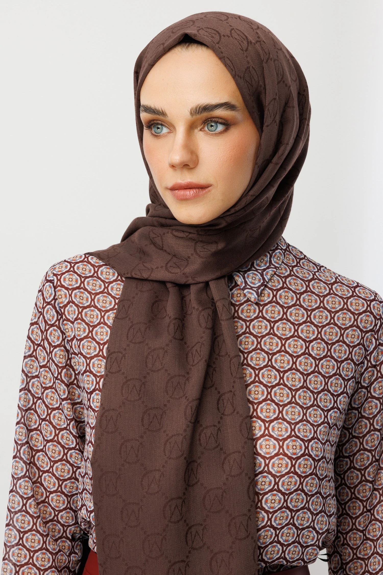 Wool Silk Shawl - Kahve