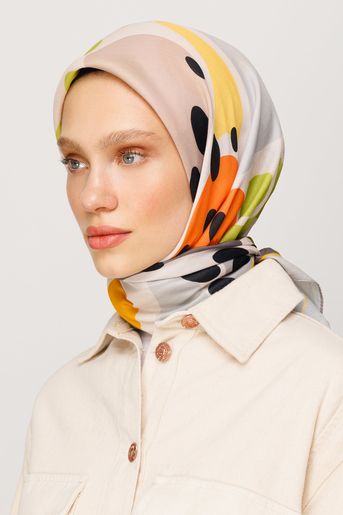 Bloom Pattern Digital Soft Scarf - Grey