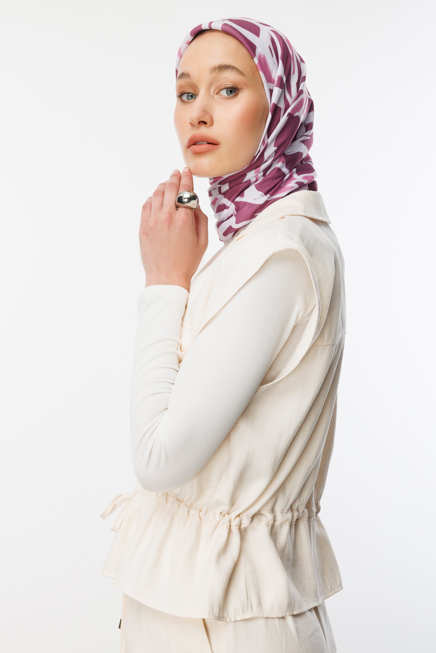 Patterned Cotton Scarf - Pink
