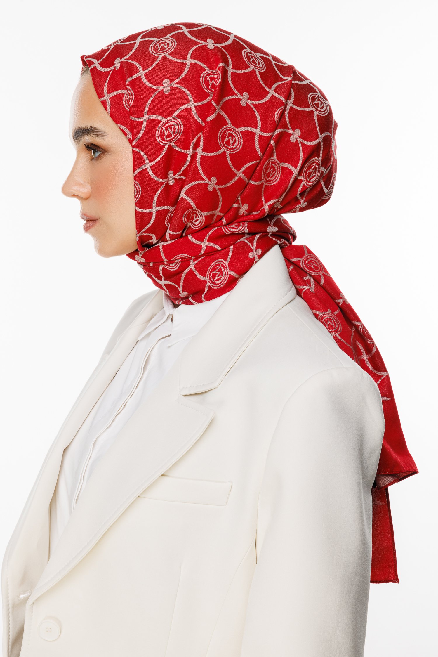 Marrakech Pattern Double-Sided Shawl - Burgundy-Mint Green