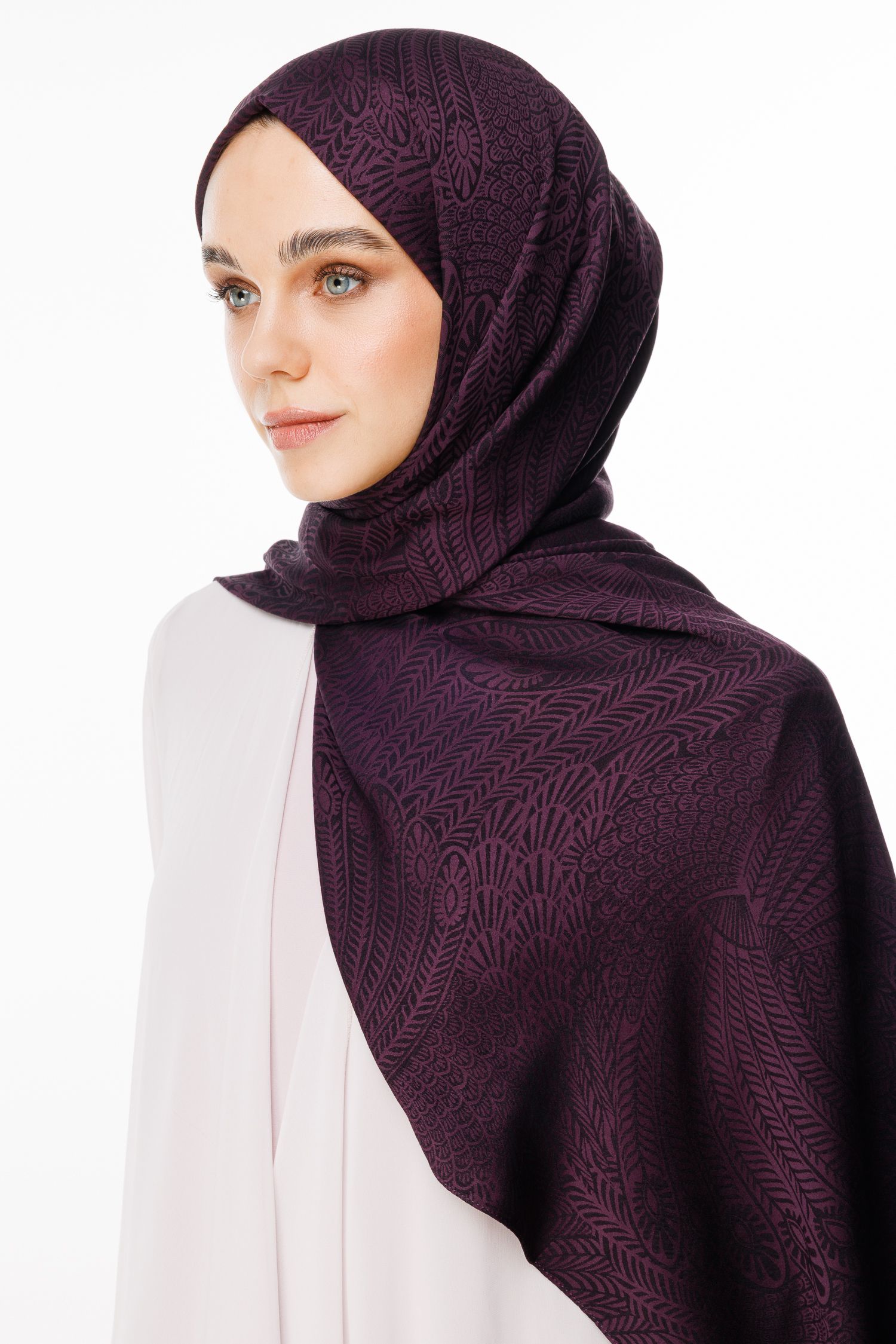 Mayra Pattern Double-Sided Shawl - Purple-Black