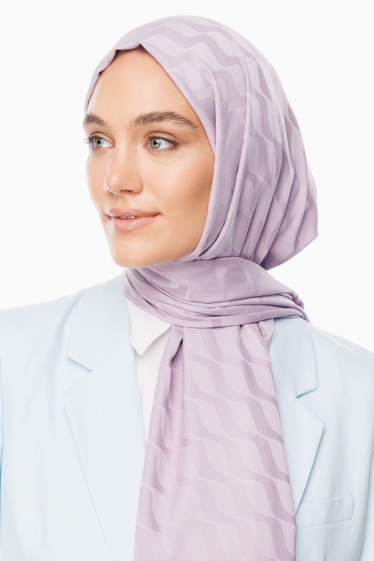 Dalga Desen İpeksi Jakar Şal - Lila