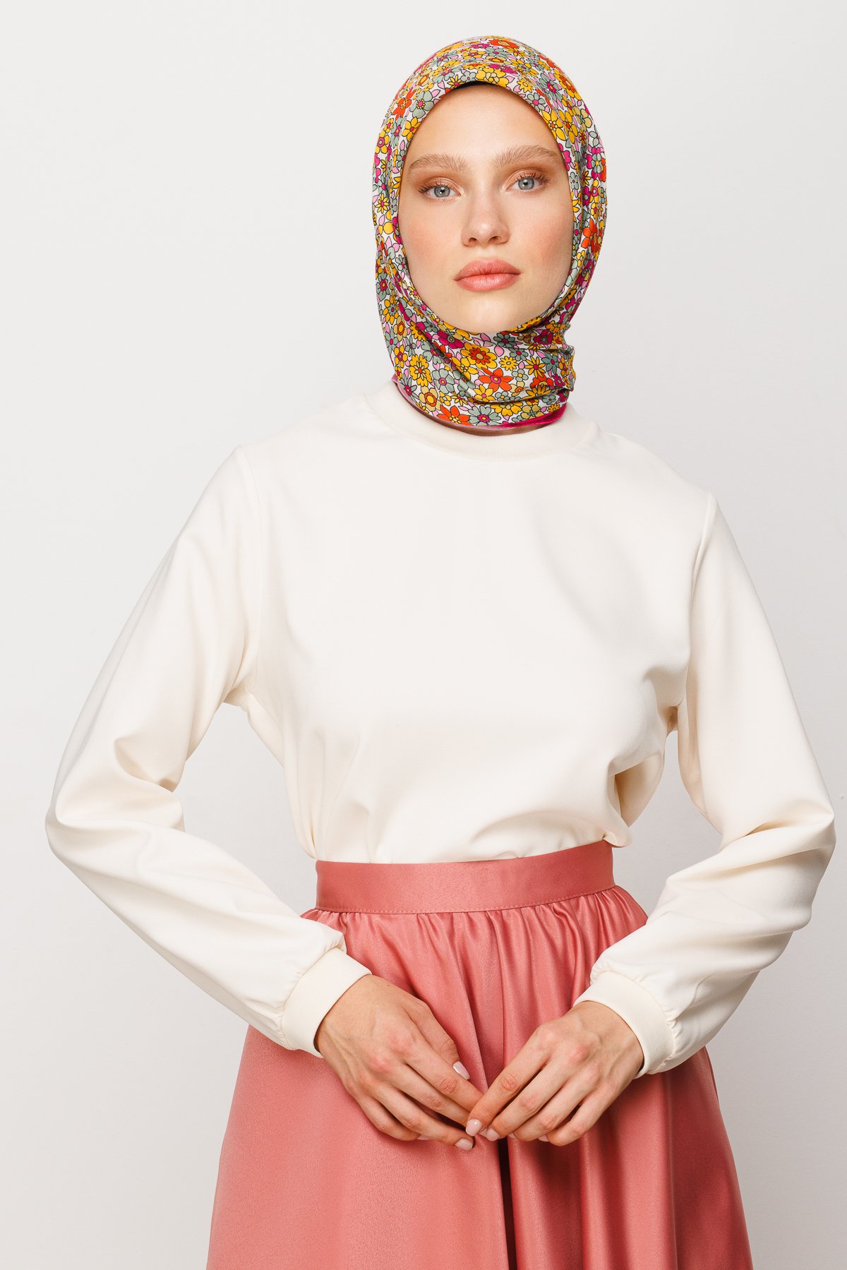 Minial Desen Dijital Soft Eşarp - Fuşya