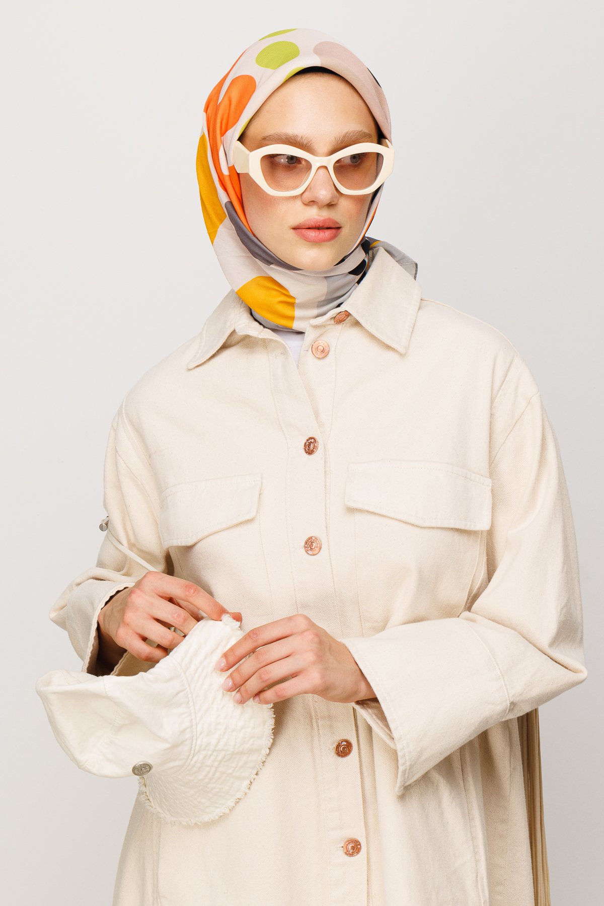 Bloom Pattern Digital Soft Scarf - Grey