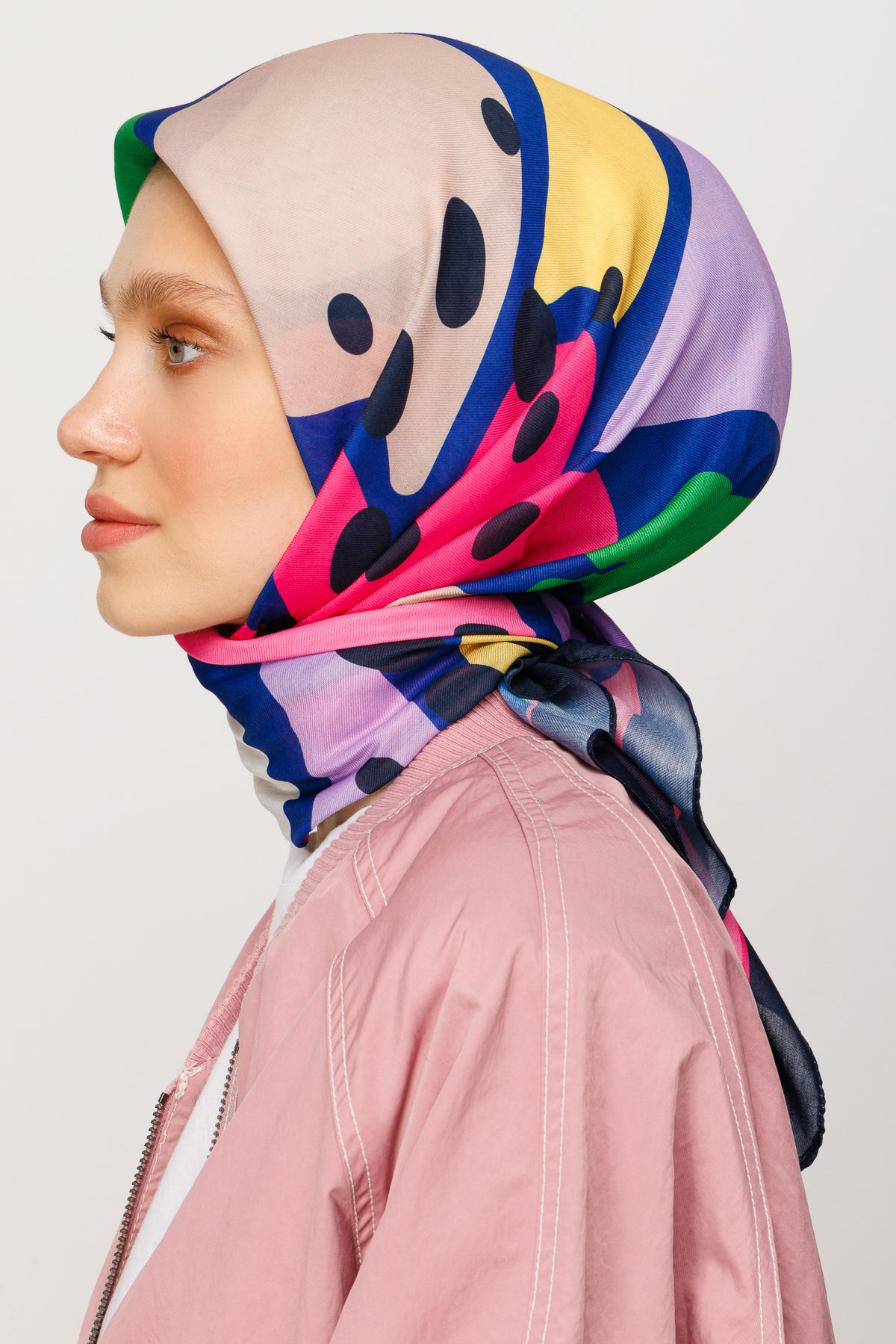 Bloom Pattern Digital Soft Scarf - Sax Blue