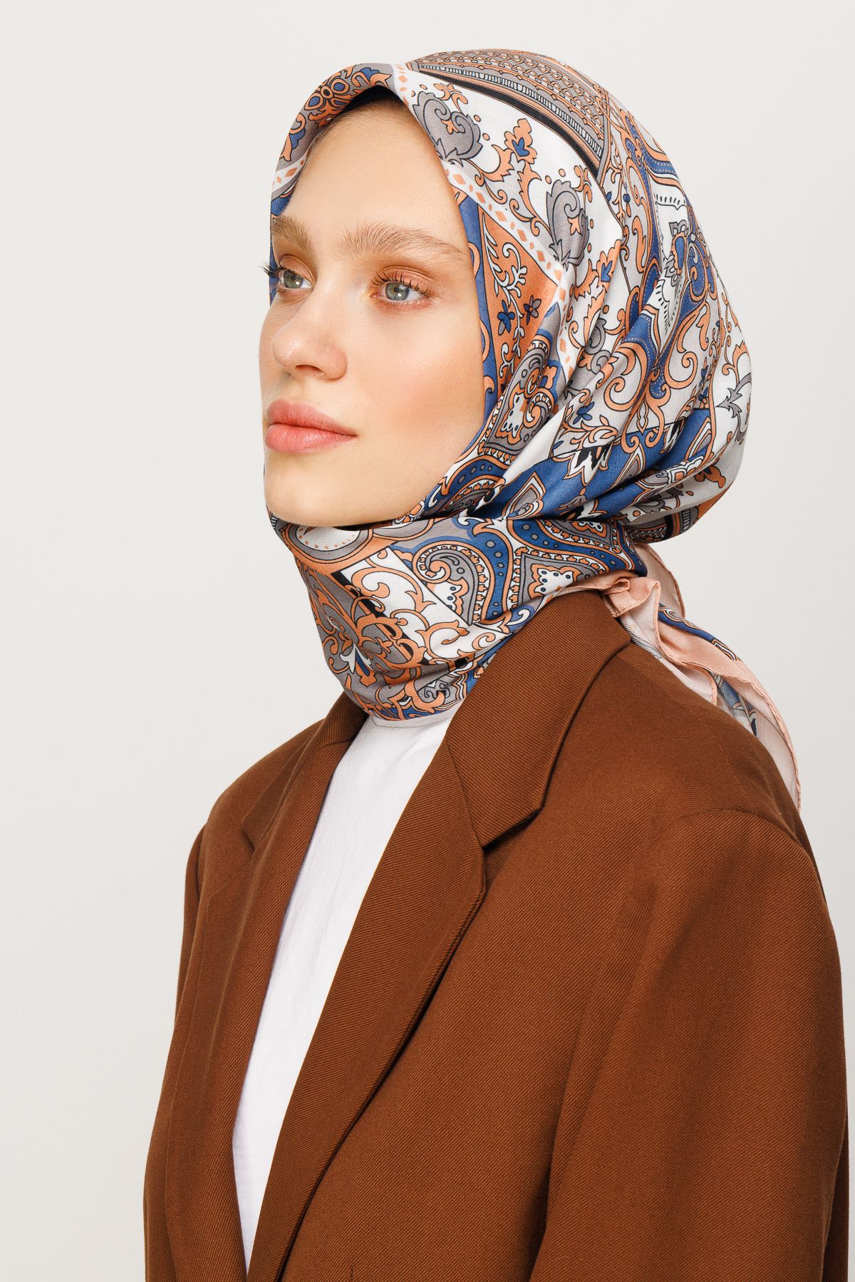40 Patch Pattern Digital Soft Scarf - Salmon