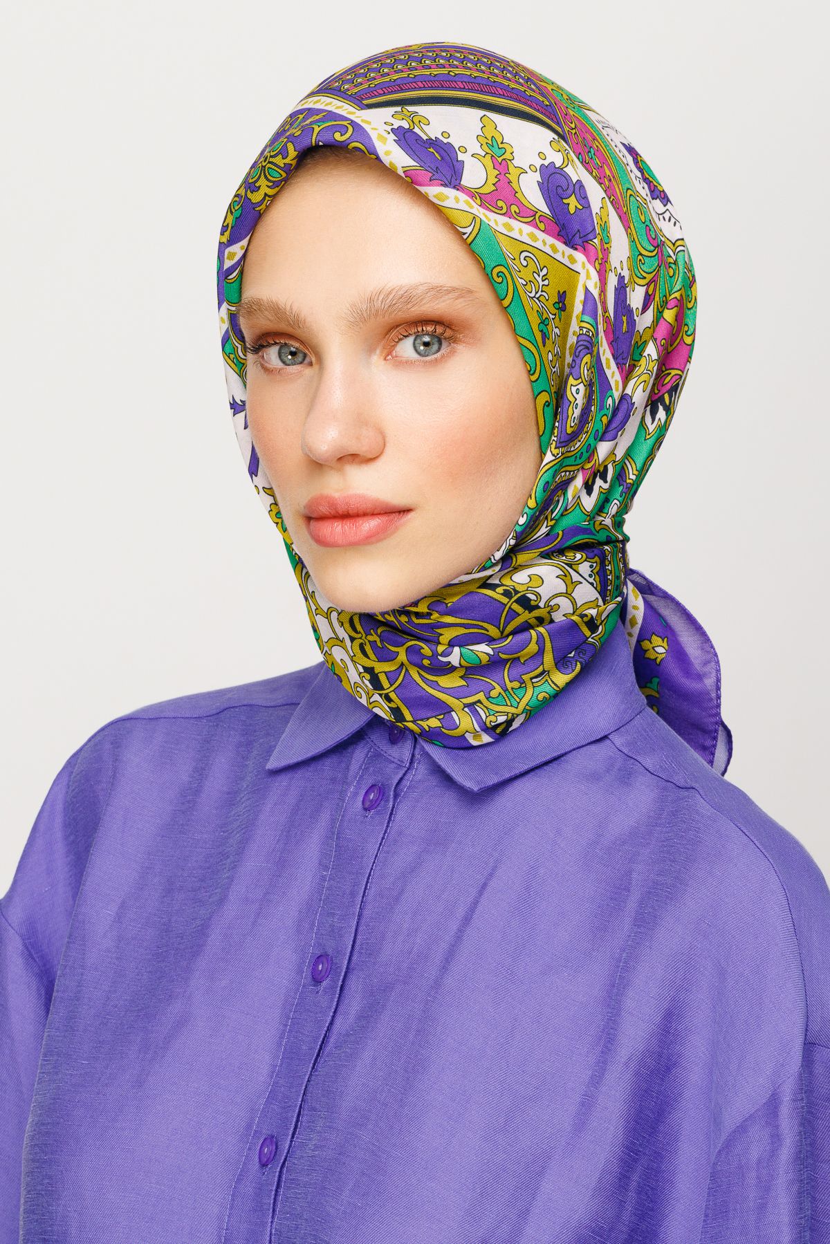 40 Patch Pattern Digital Soft Scarf - Lavender