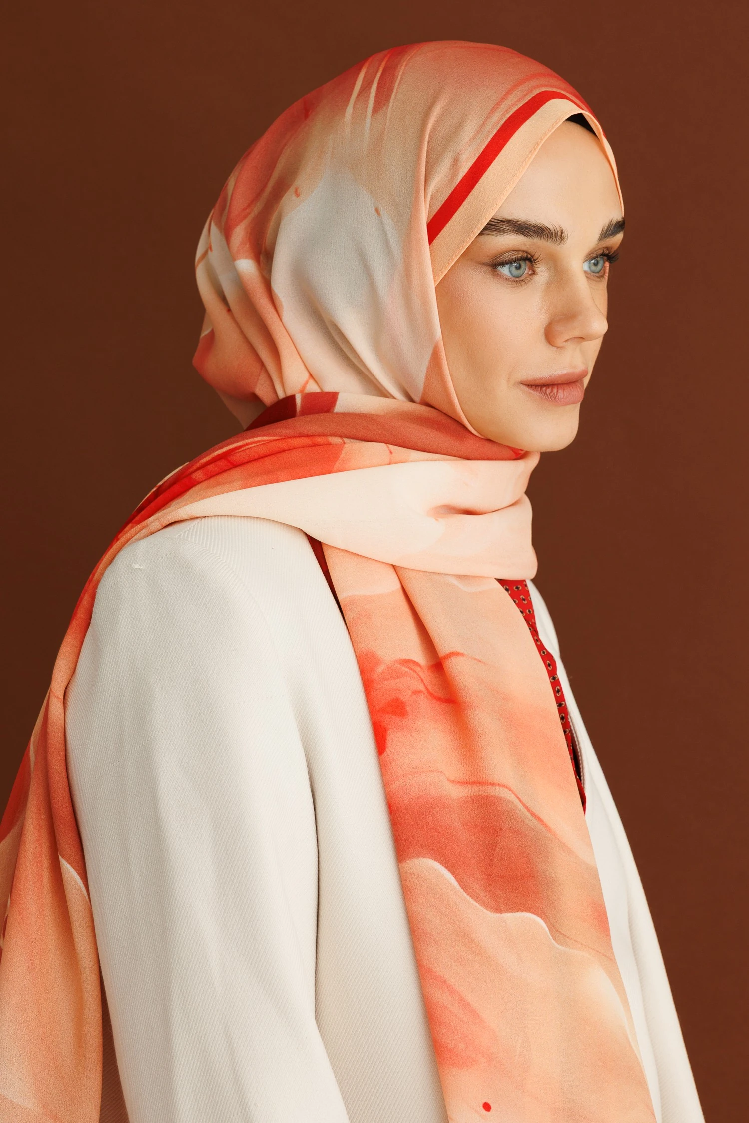 Pure Desen Hebei İpek Şal - Somon