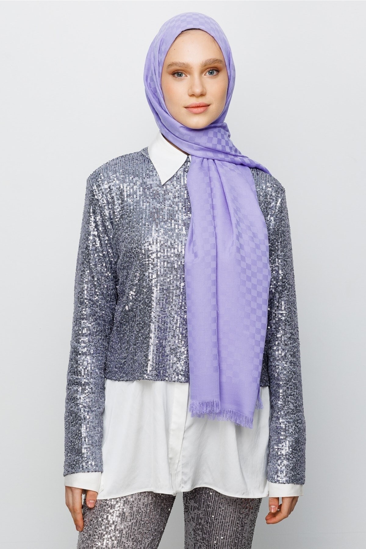 Square Pattern Cotton Jacquard Hijab