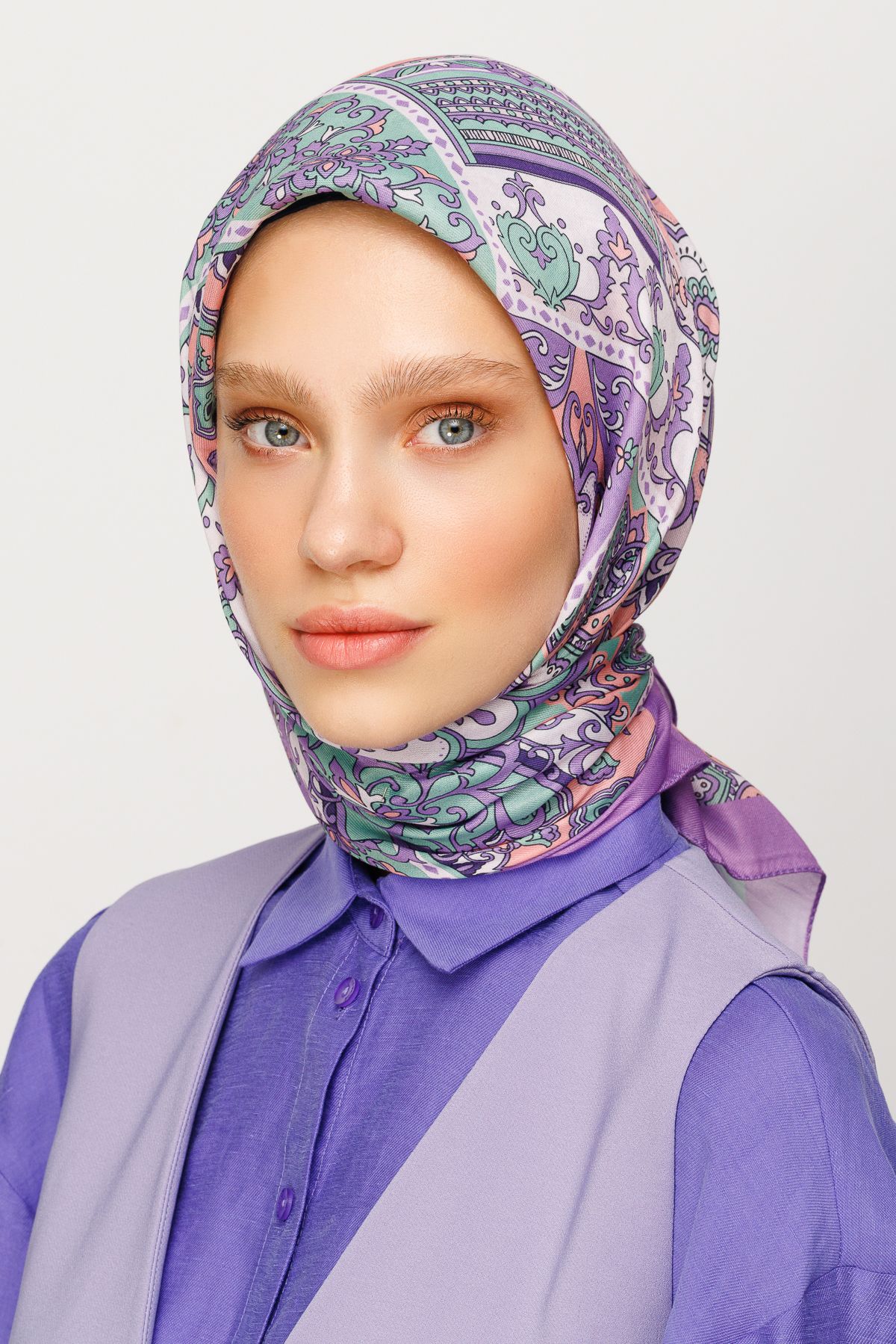40 Patch Pattern Digital Soft Scarf - Lilac