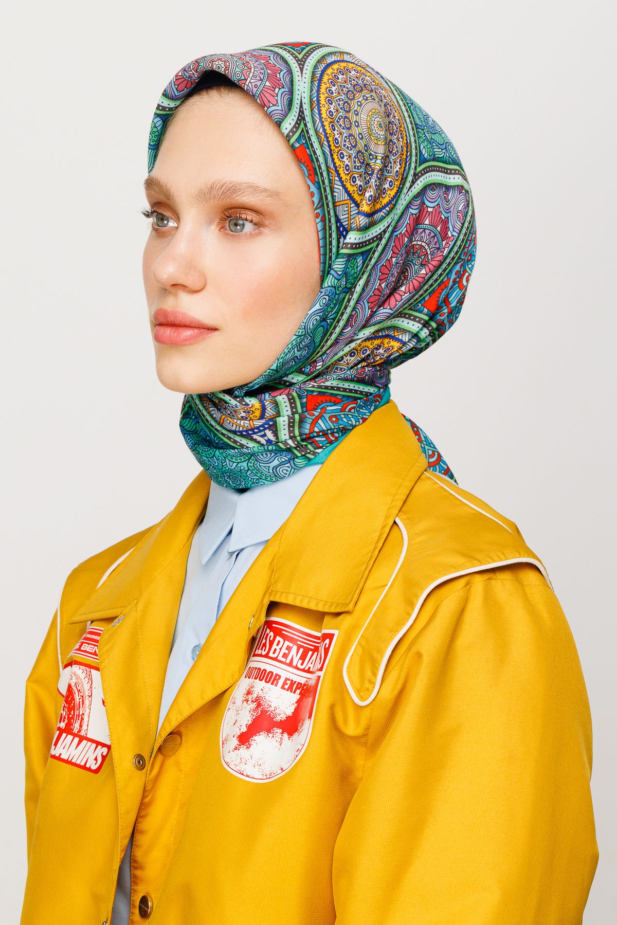 Ethnic Pattern Digital Soft Scarf - Mint Green
