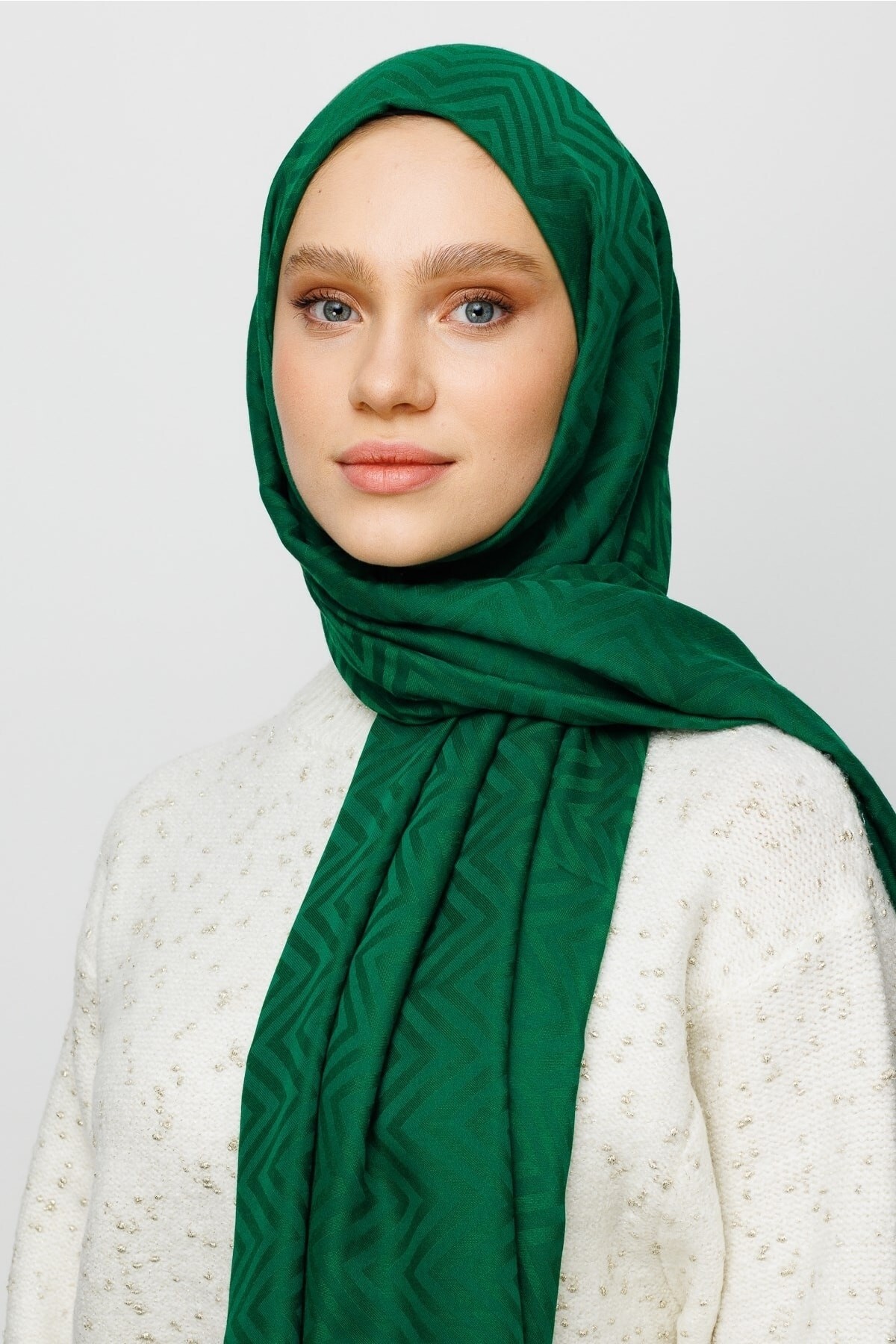 Zigzag Pattern Cotton Jacquard Hijab