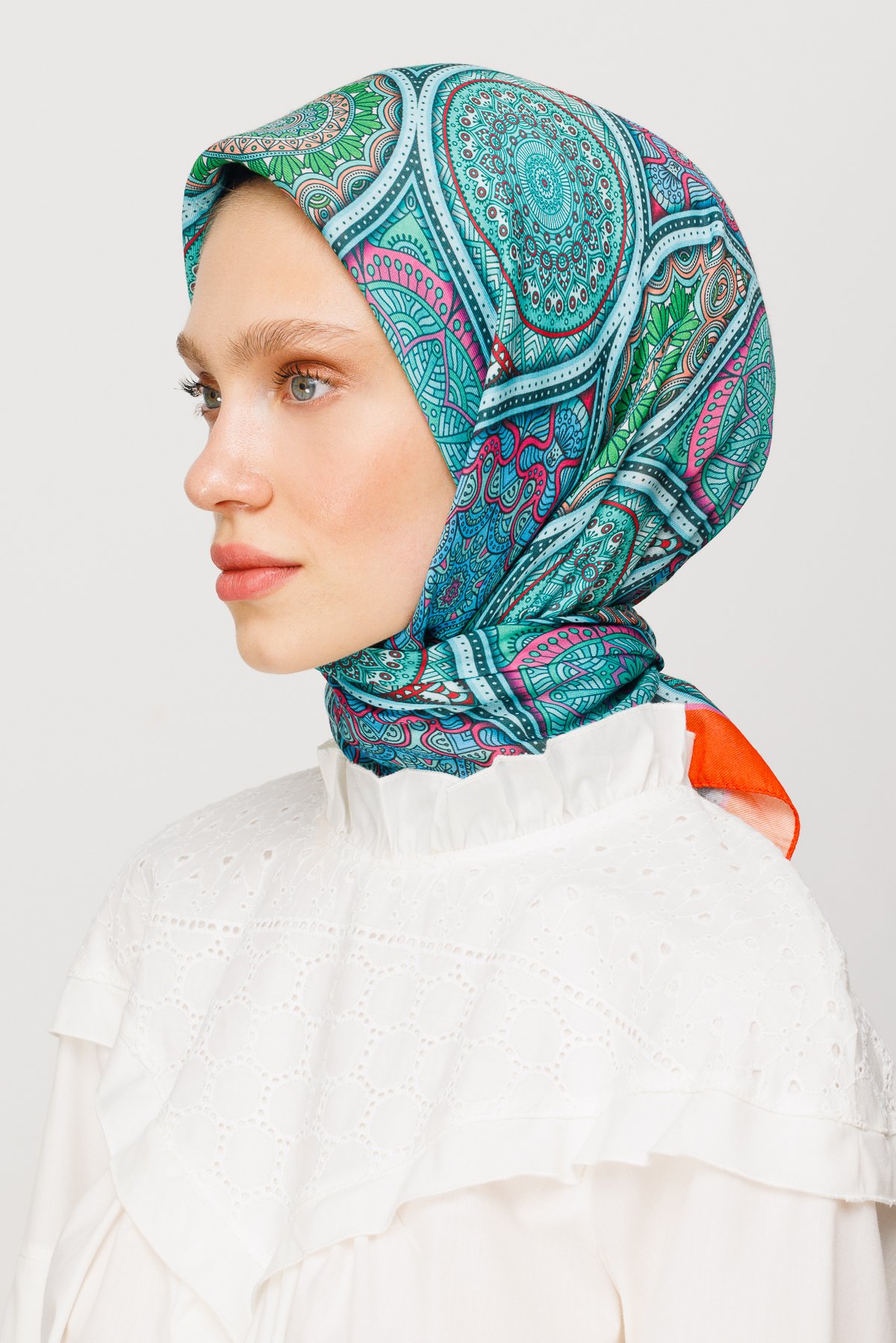 Ethnic Pattern Digital Soft Scarf - Turquoise