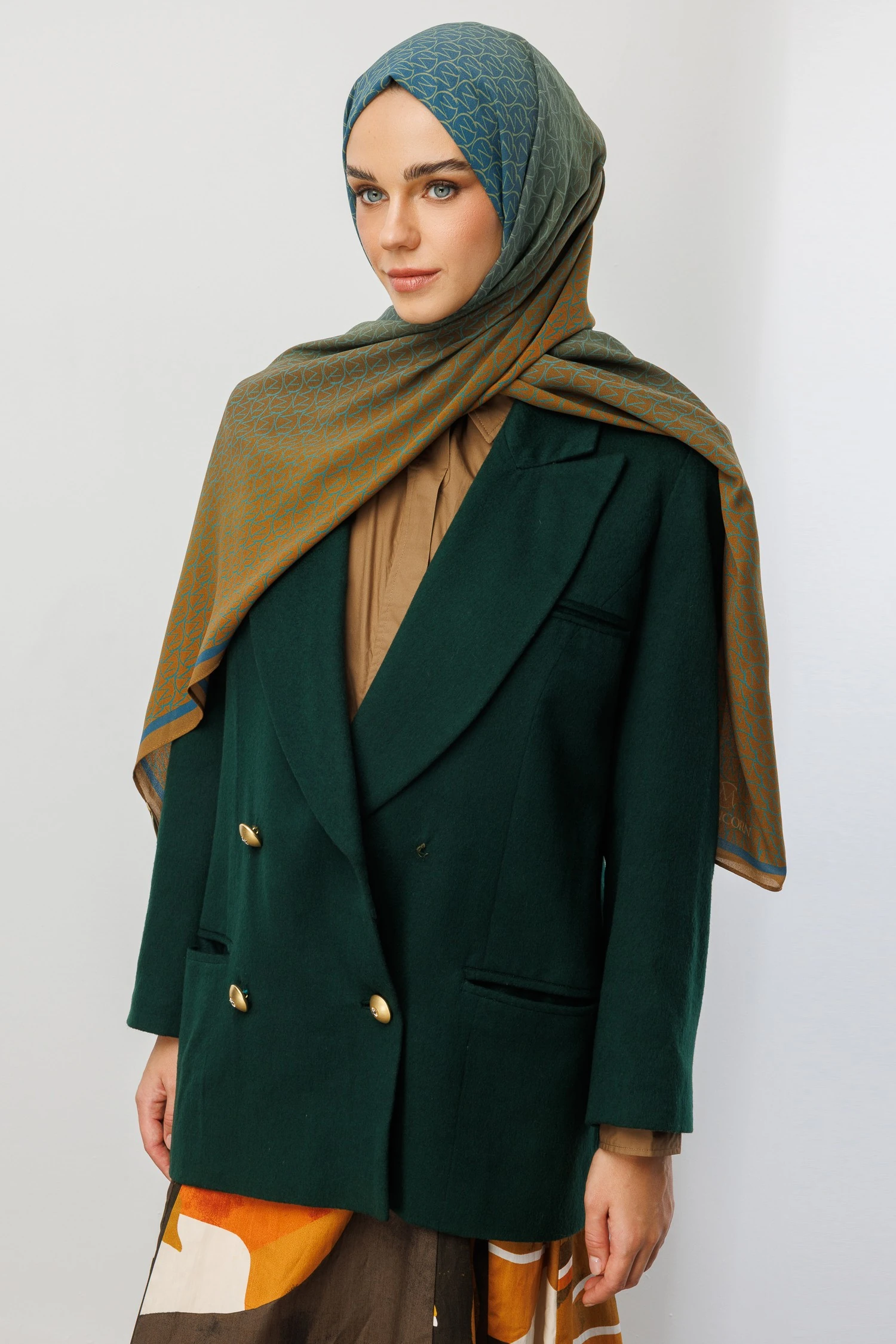 Monogram Hebei Silk Shawl - Saffron