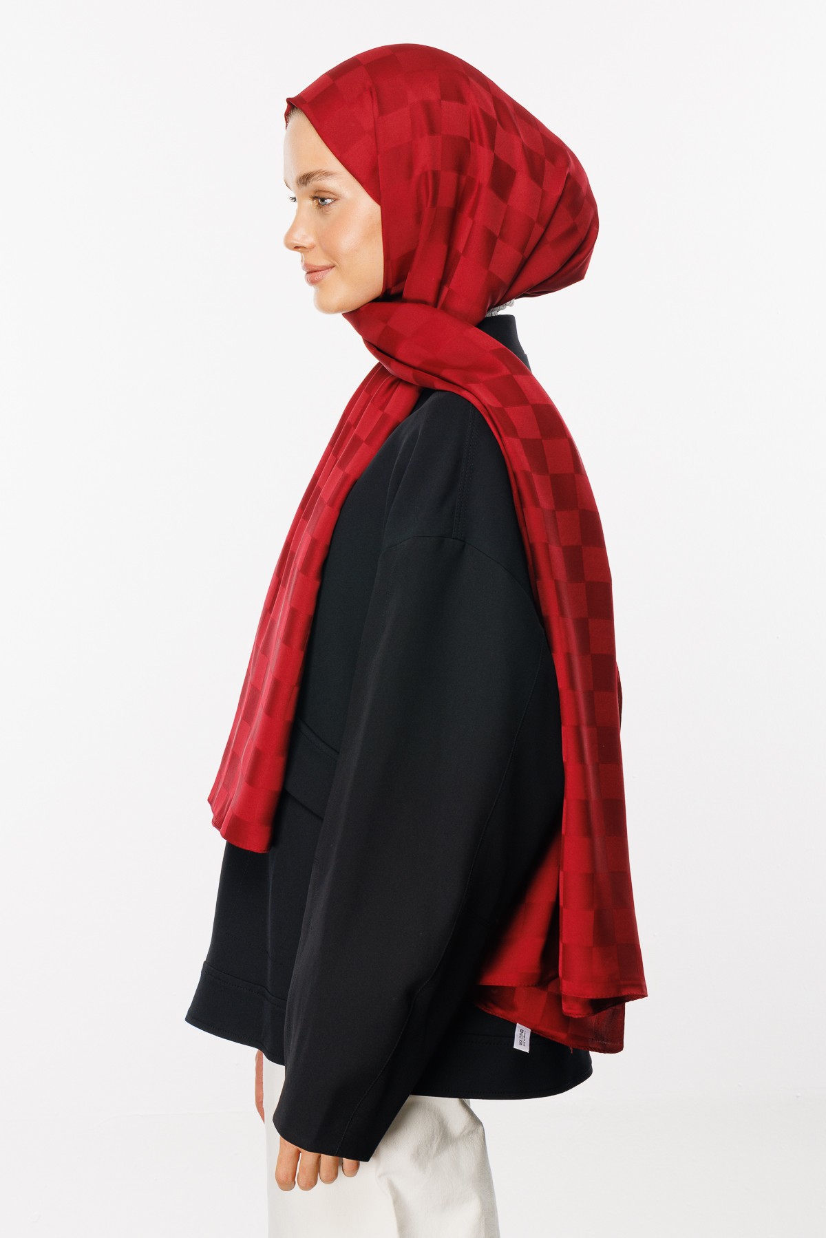 Checkers Pattern Silk Jacquard Hijab