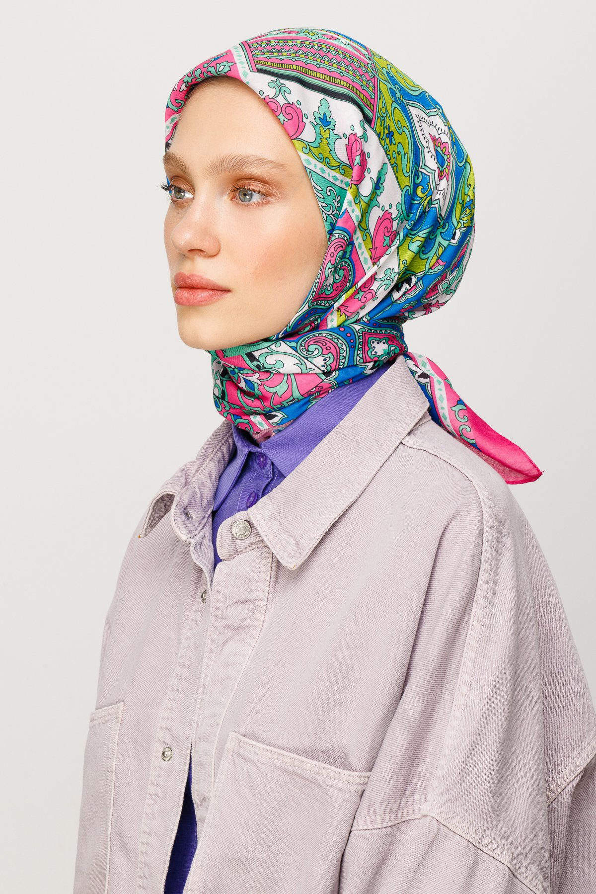 40 Patch Pattern Digital Soft Scarf - Fuchsia