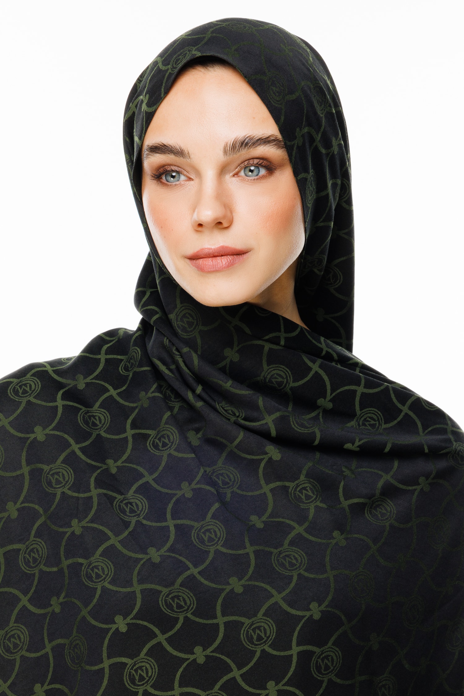 Marrakech-Pattern Reversible Shawl - Black-Khaki
