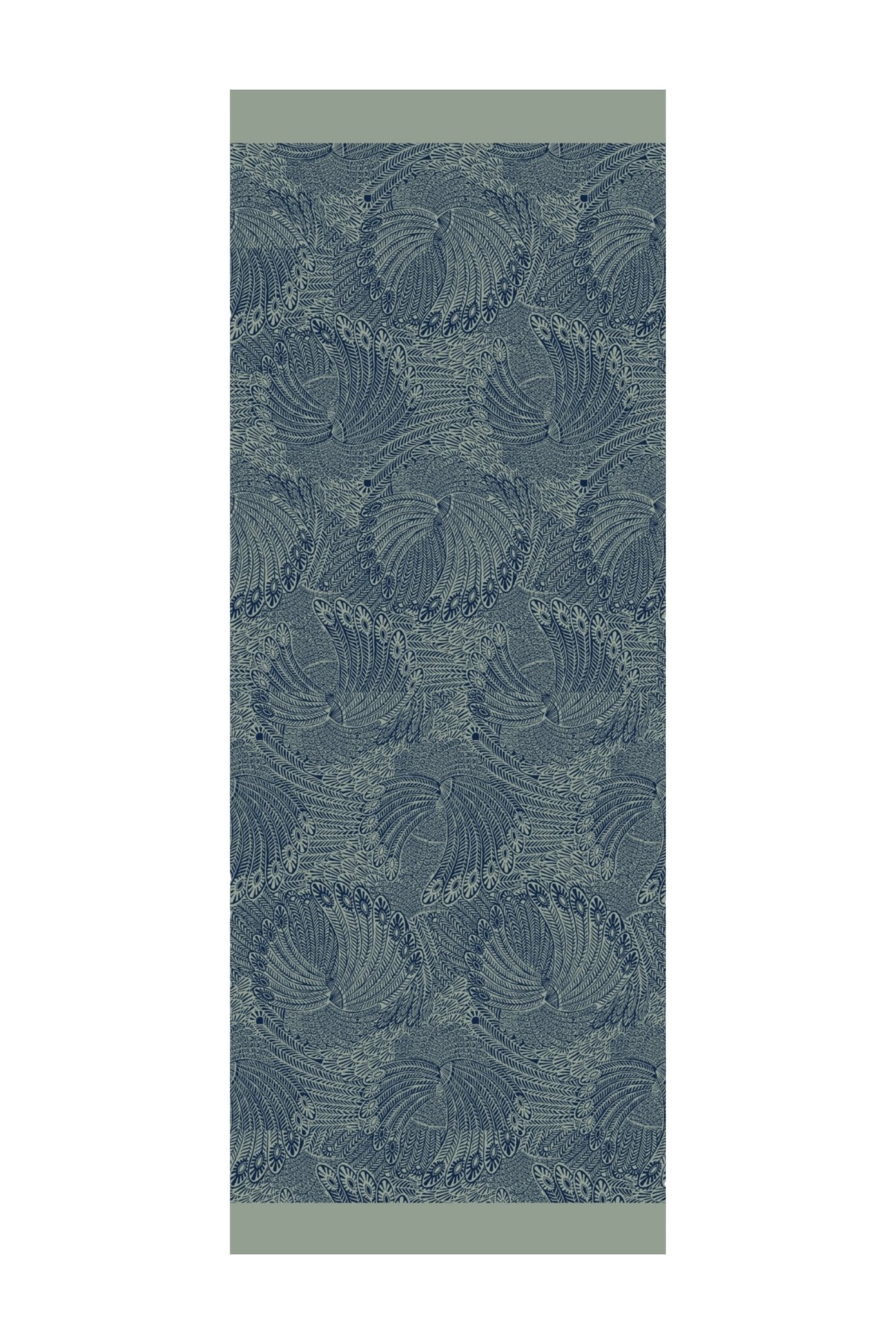 Mayra Pattern Double-Sided Shawl - Navy Blue-Aqua Green
