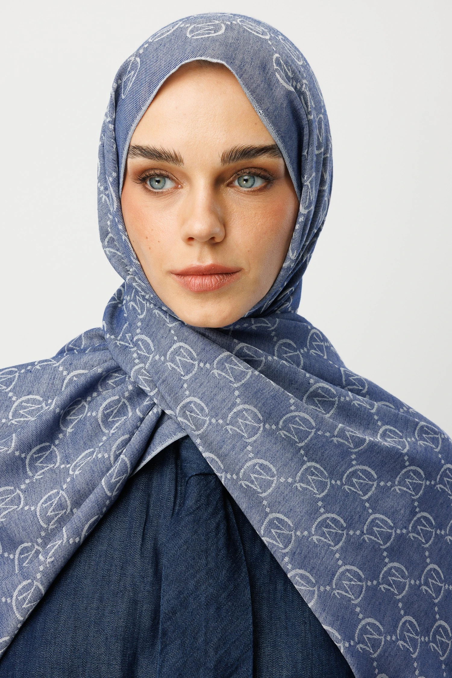 Yün İpek Şal - Mavi