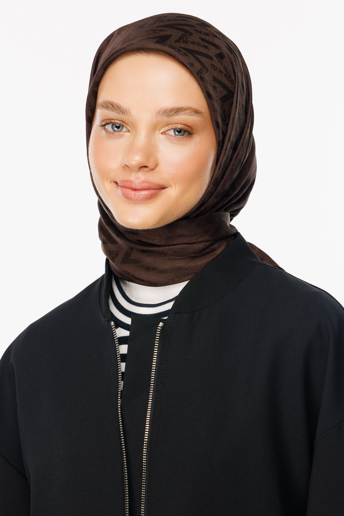 Nova Pattern Luxury Jacquard Scarf - Bitter Coffee