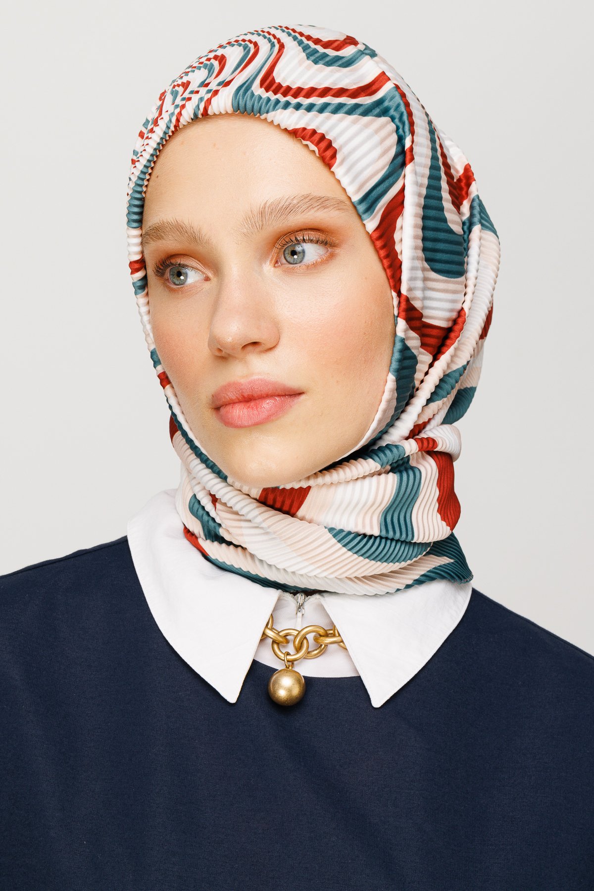 Mira Pattern Pleated Scarf - Tile