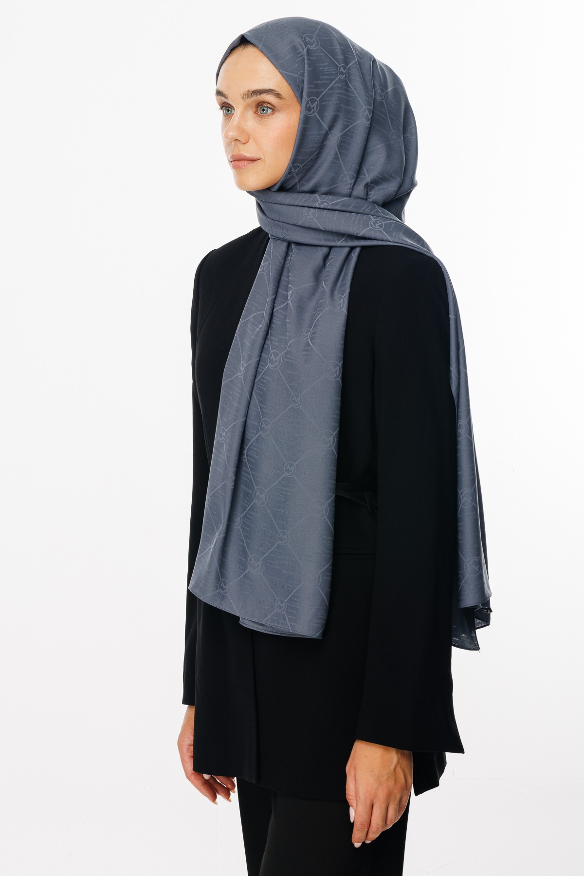 Moon Is Pattern Jacquard Shawl - Smoked