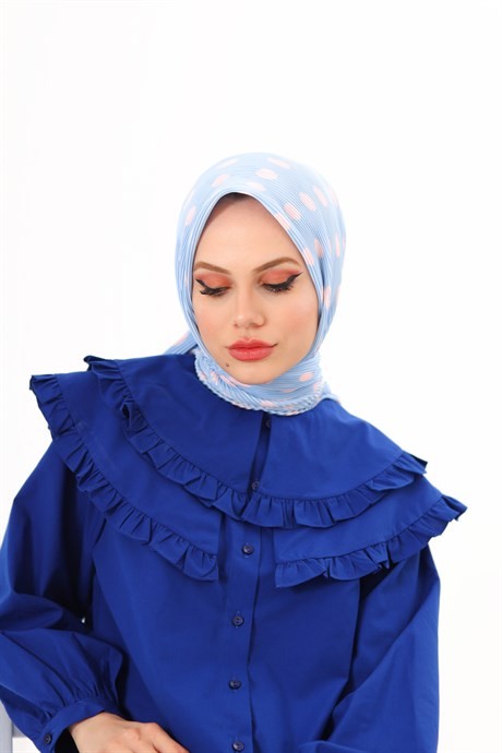 Bebek Mavisi Moon Desen Pilise Eşarp