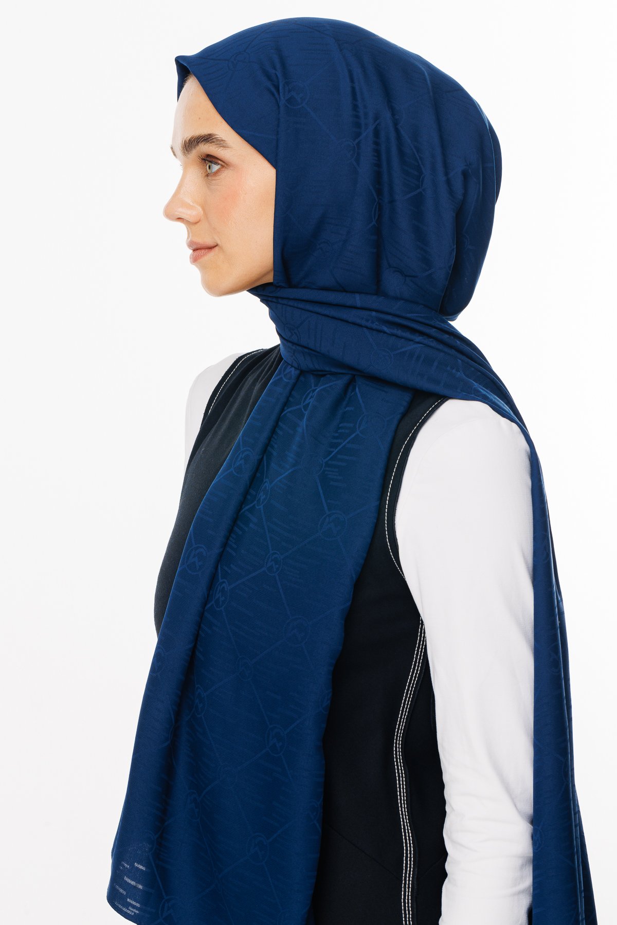 Moon Is Pattern Jacquard Shawl - Navyblue